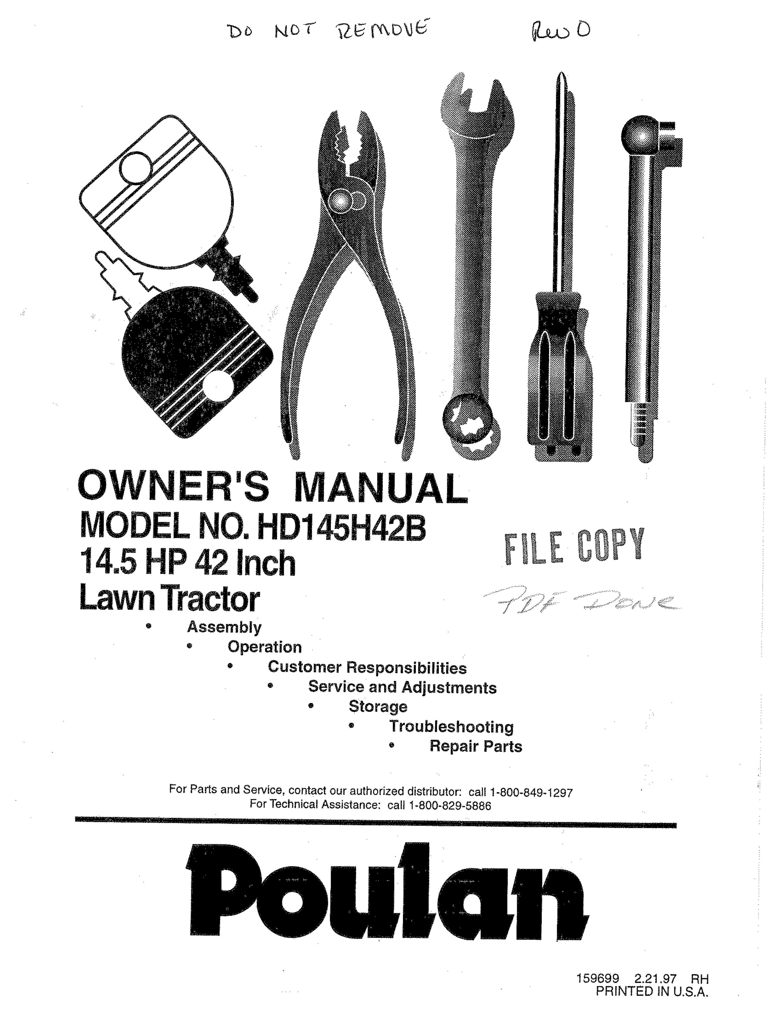 Poulan 159699 Lawn Mower User Manual
