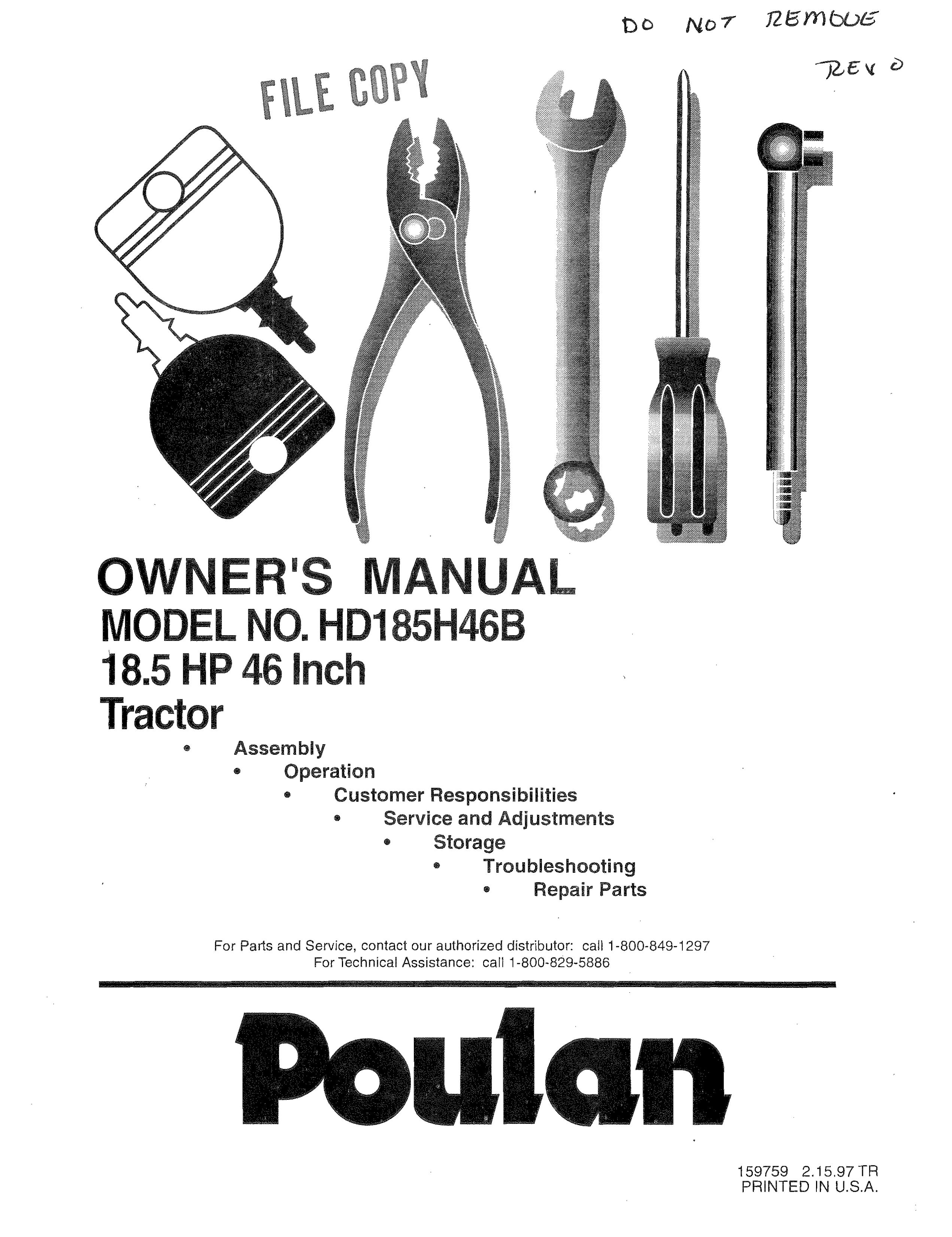 Poulan 159759 Lawn Mower User Manual