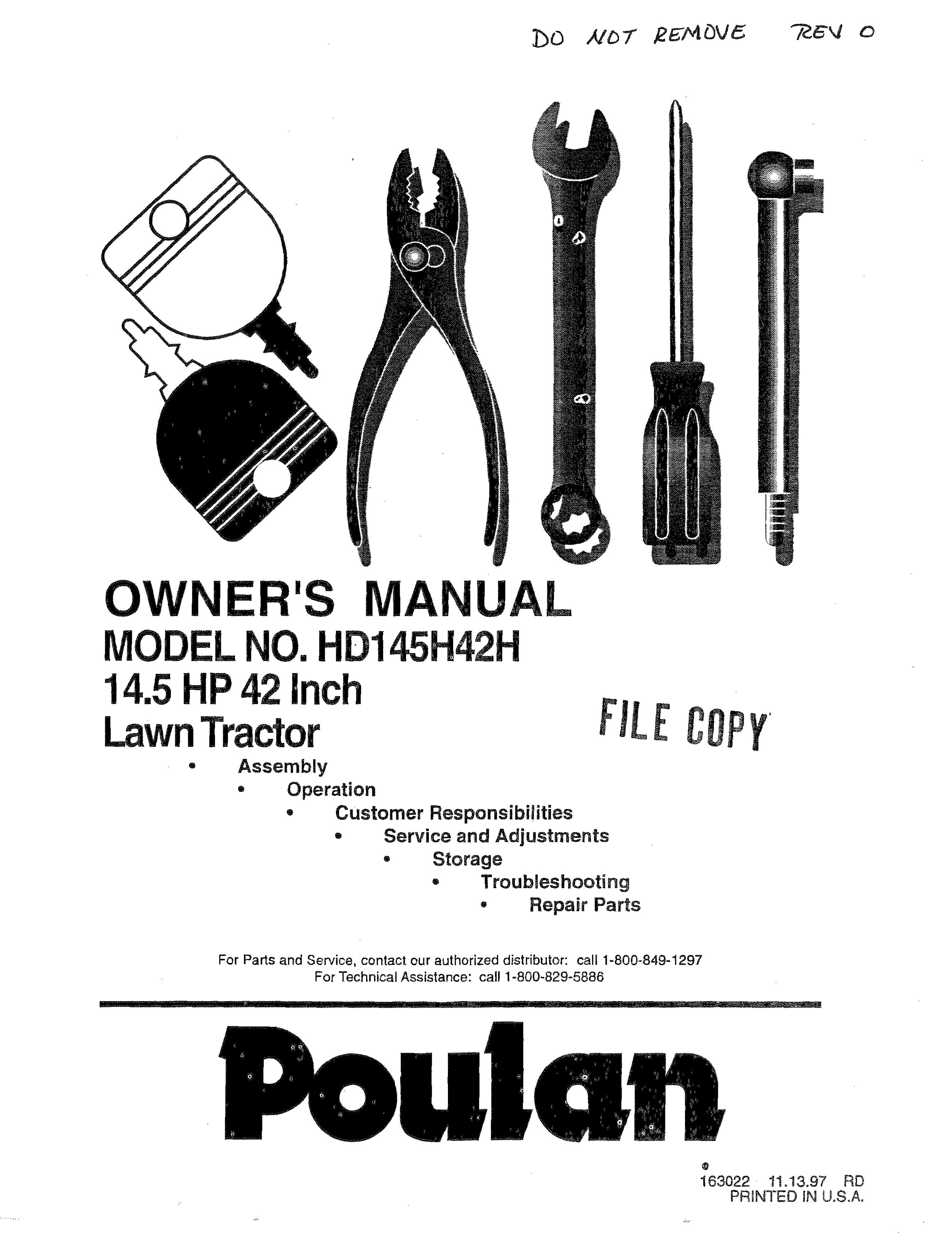 Poulan 163022 Lawn Mower User Manual