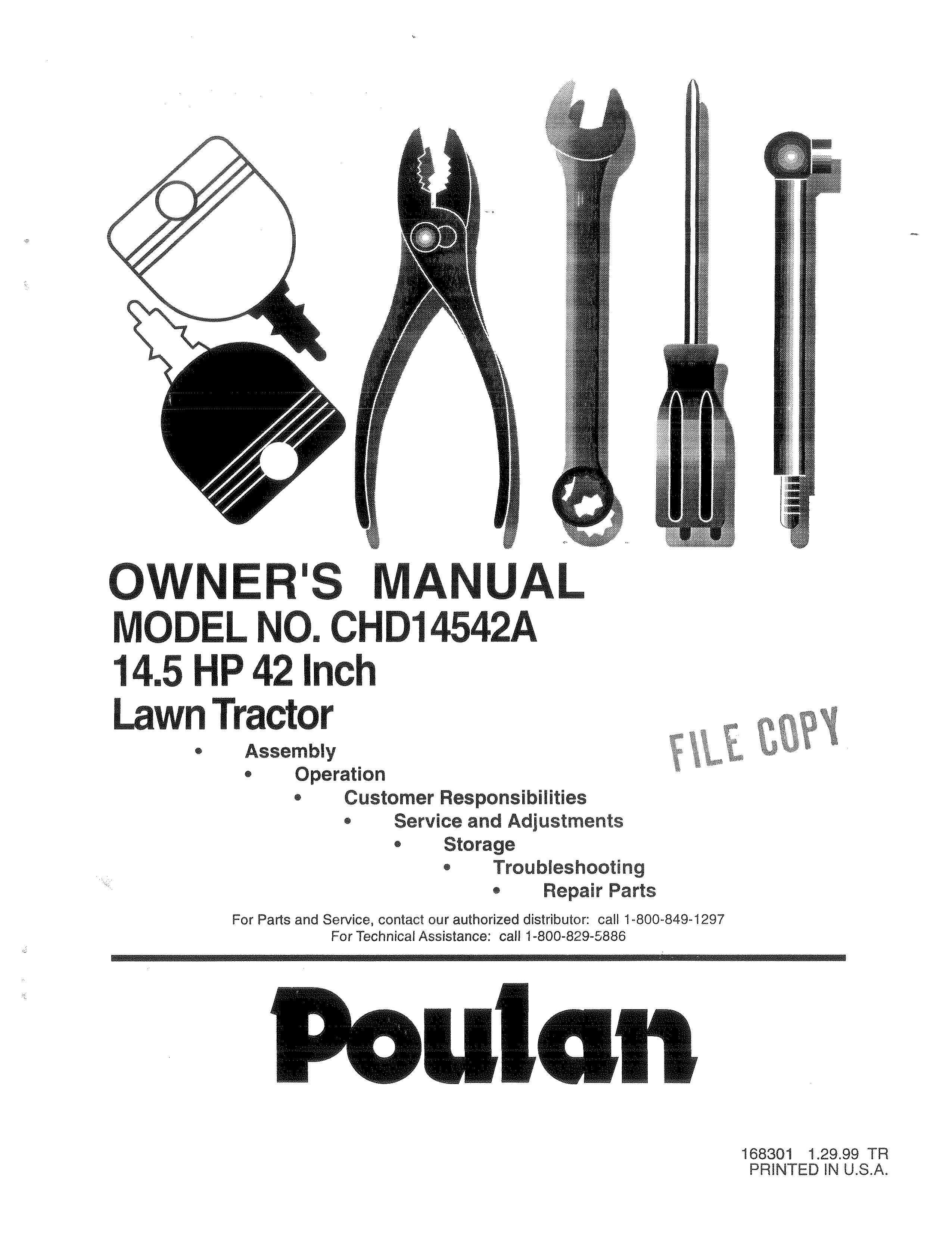 Poulan 168301 Lawn Mower User Manual