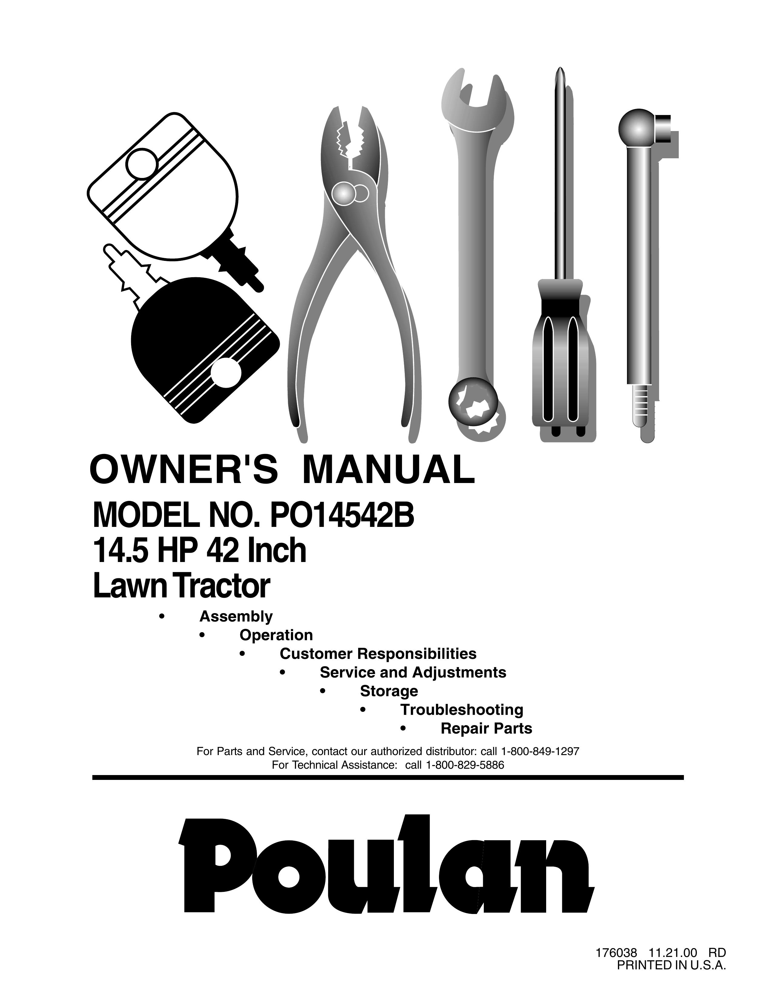 Poulan 176038 Lawn Mower User Manual