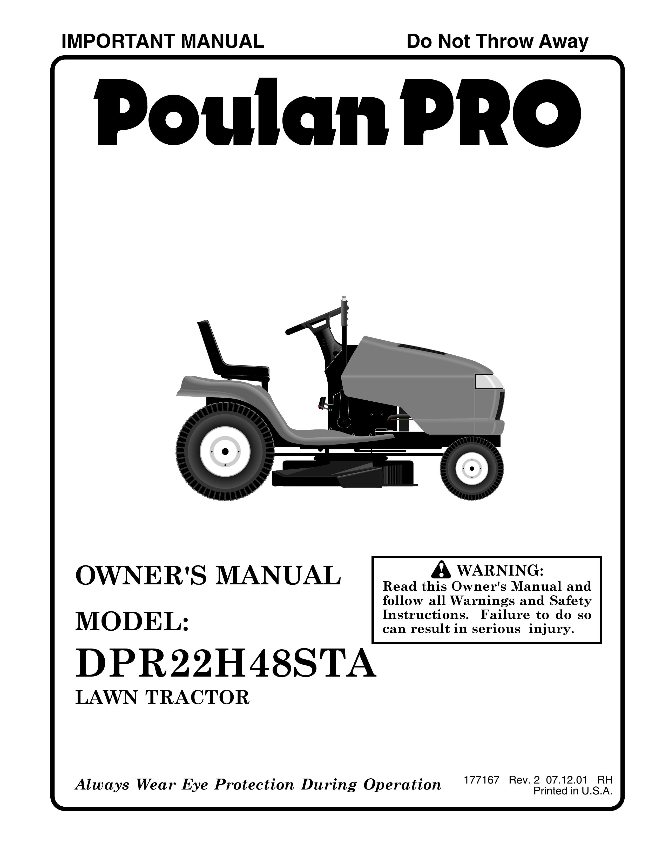 Poulan 177167 Lawn Mower User Manual