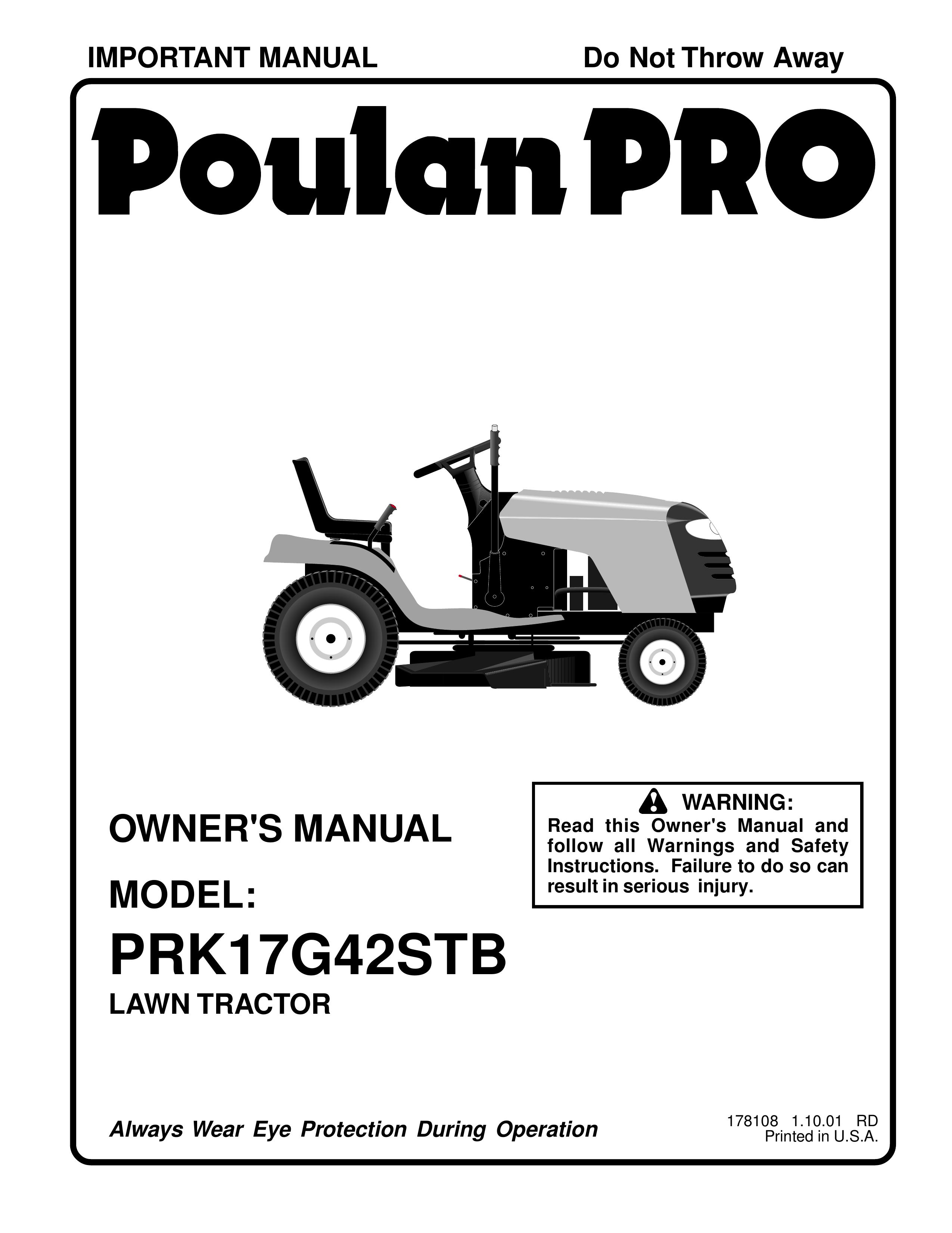Poulan 178108 Lawn Mower User Manual