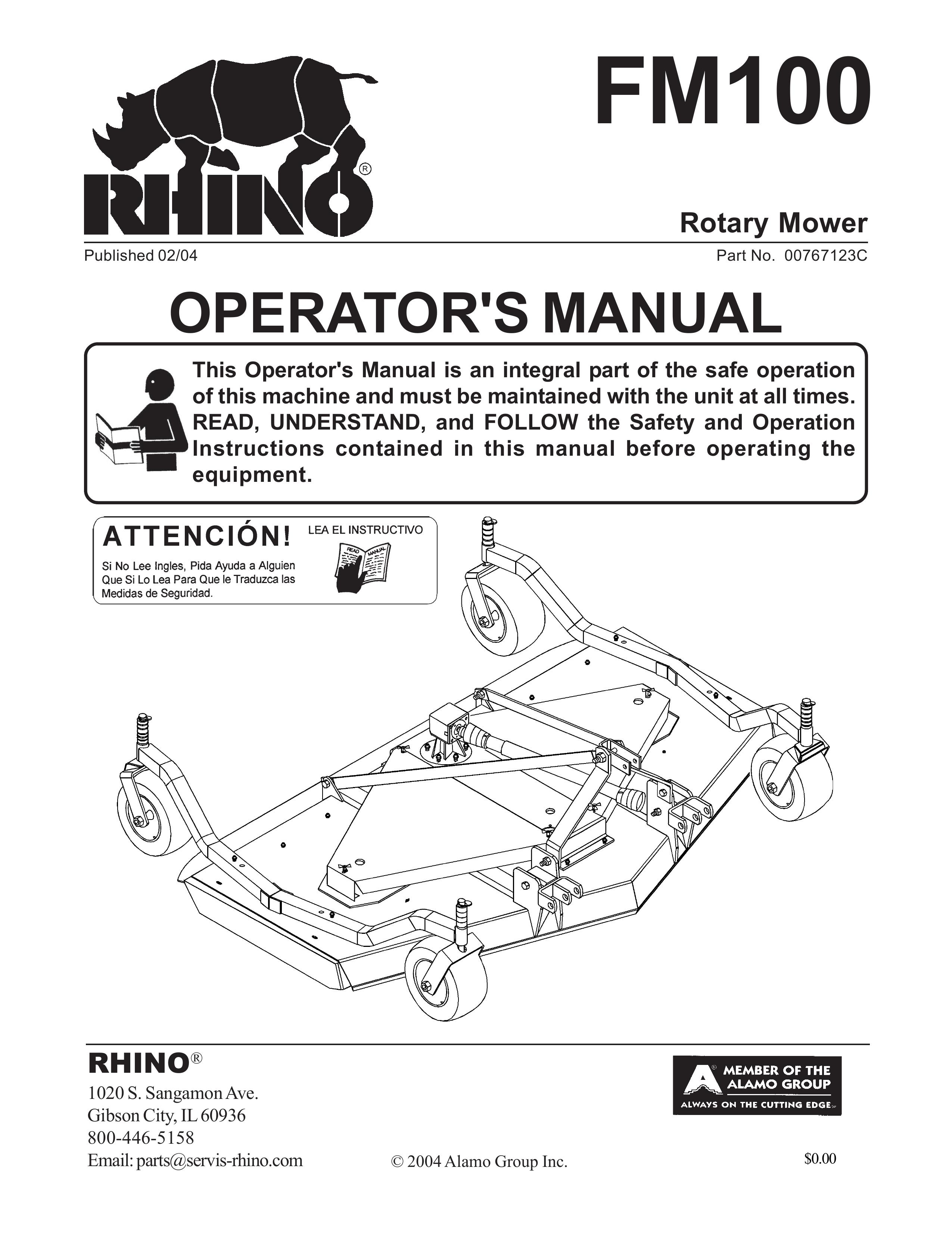 Rhino Mounts FM100 Lawn Mower User Manual
