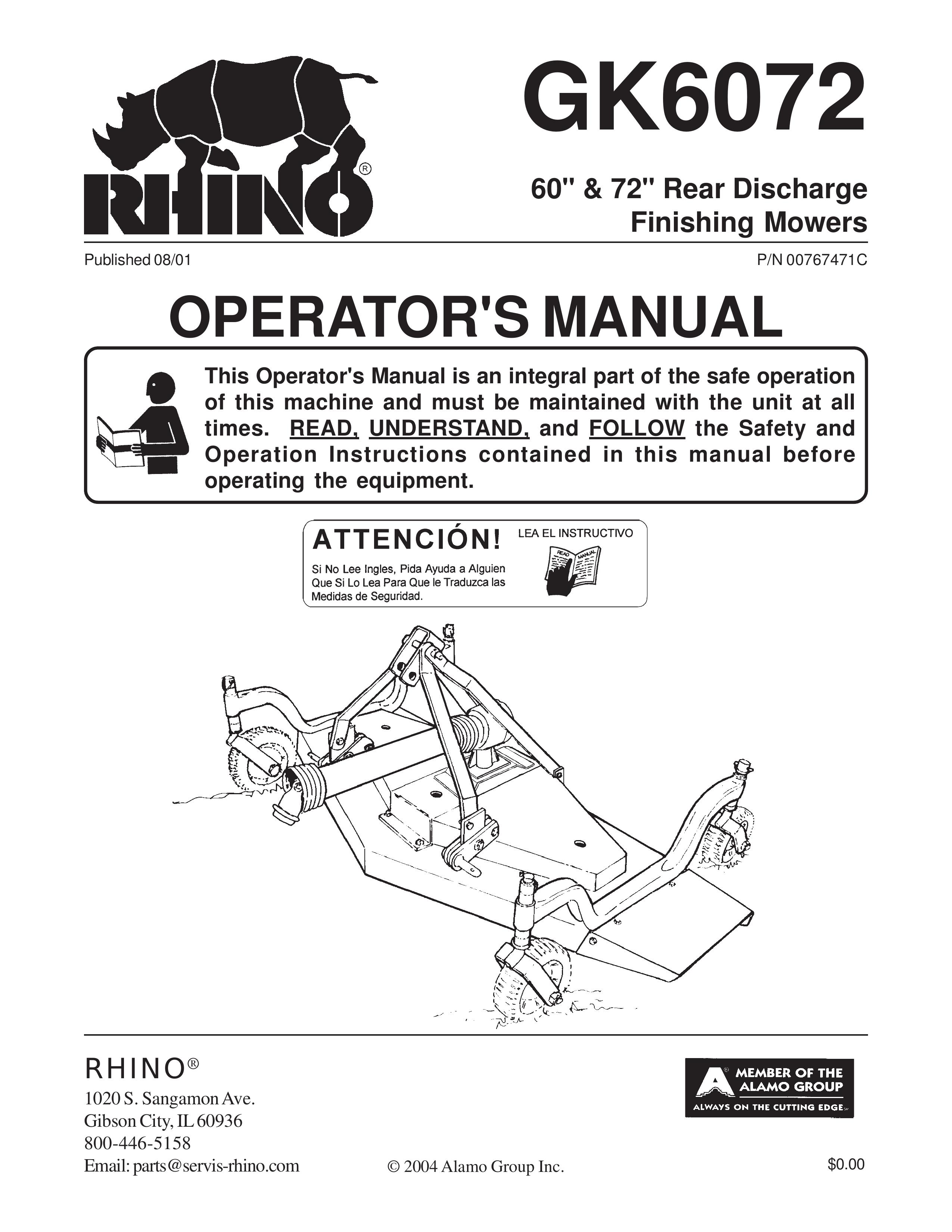 Rhino Mounts GK6072 Lawn Mower User Manual
