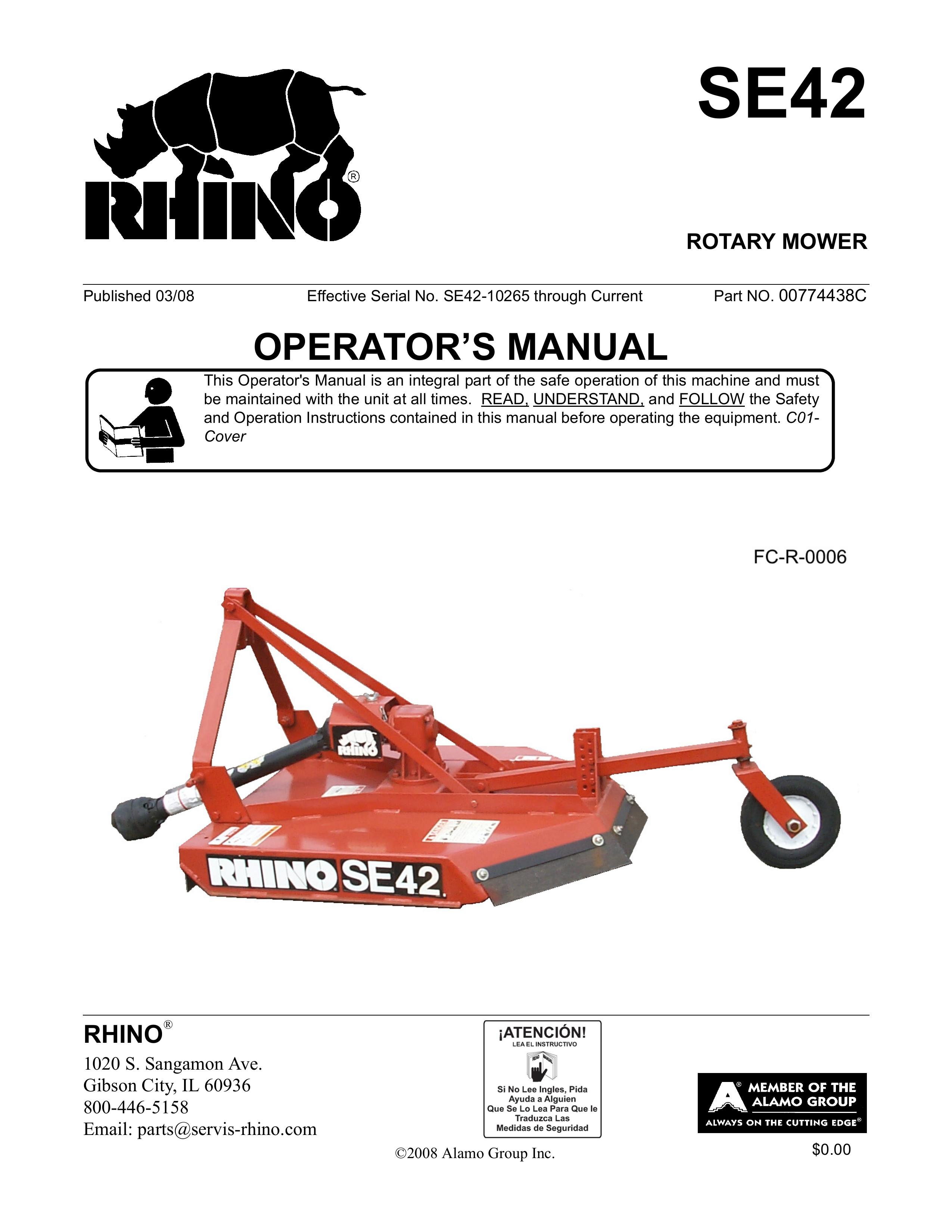 Rhino Mounts SE42 Lawn Mower User Manual