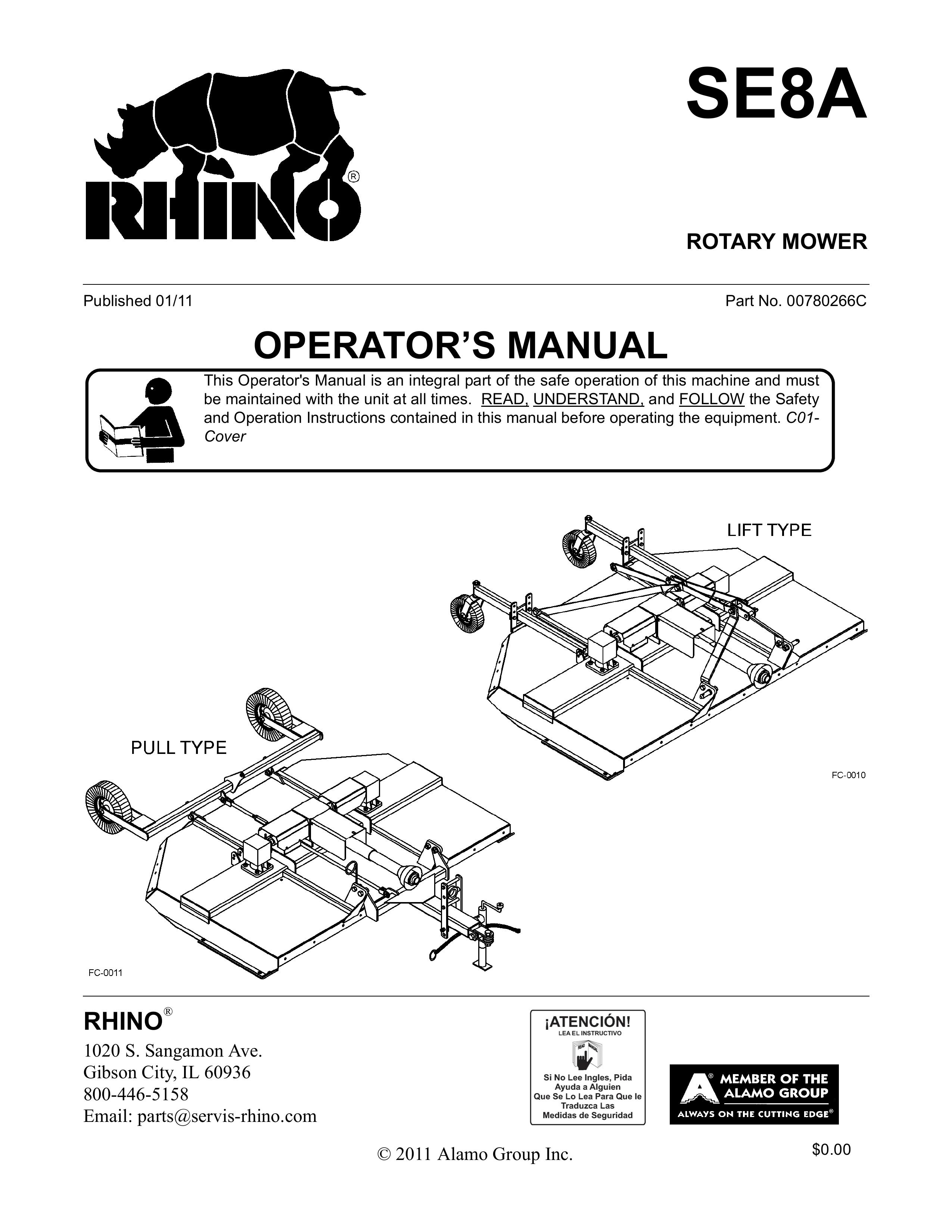 Rhino Mounts SE8A Lawn Mower User Manual