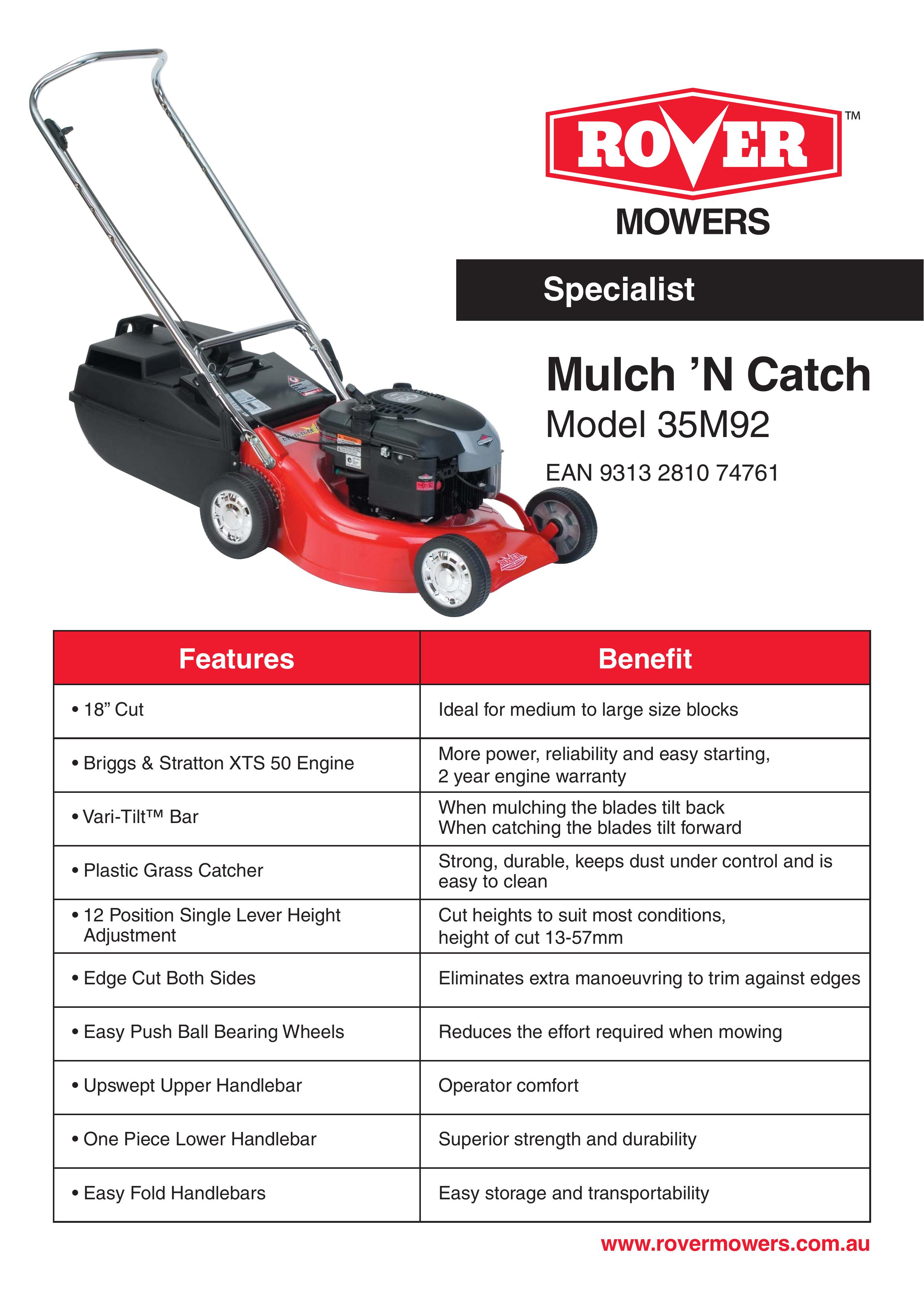 Rover 35M92 Lawn Mower User Manual