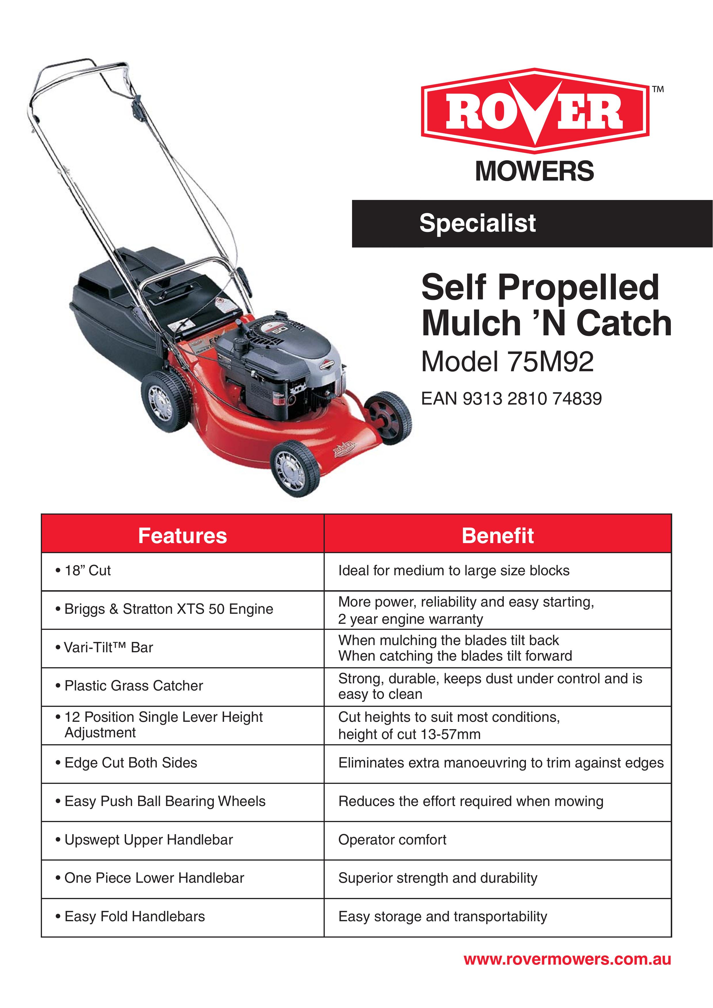Rover 75m92 Lawn Mower User Manual