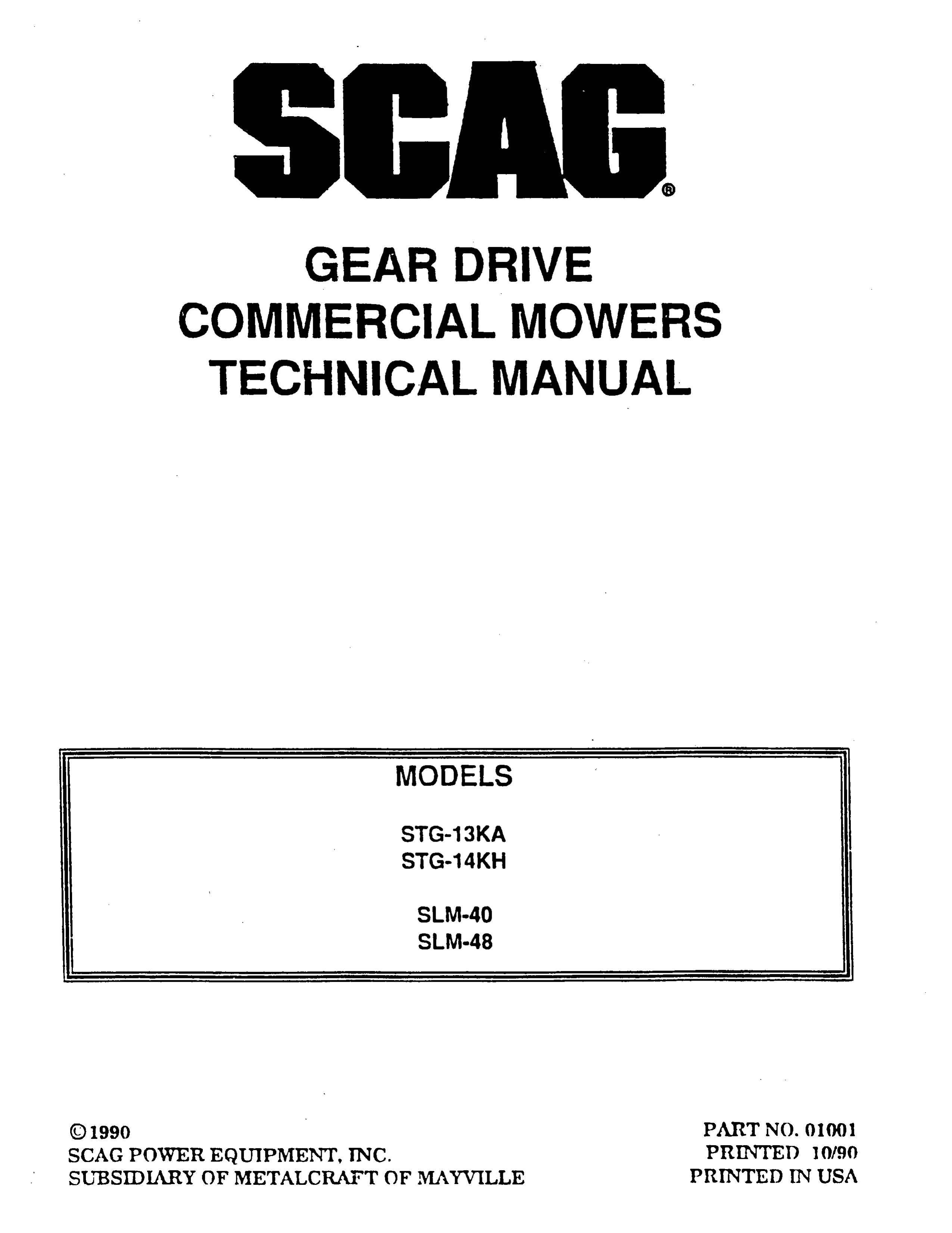 Scag Power Equipment SLM-40 Lawn Mower User Manual