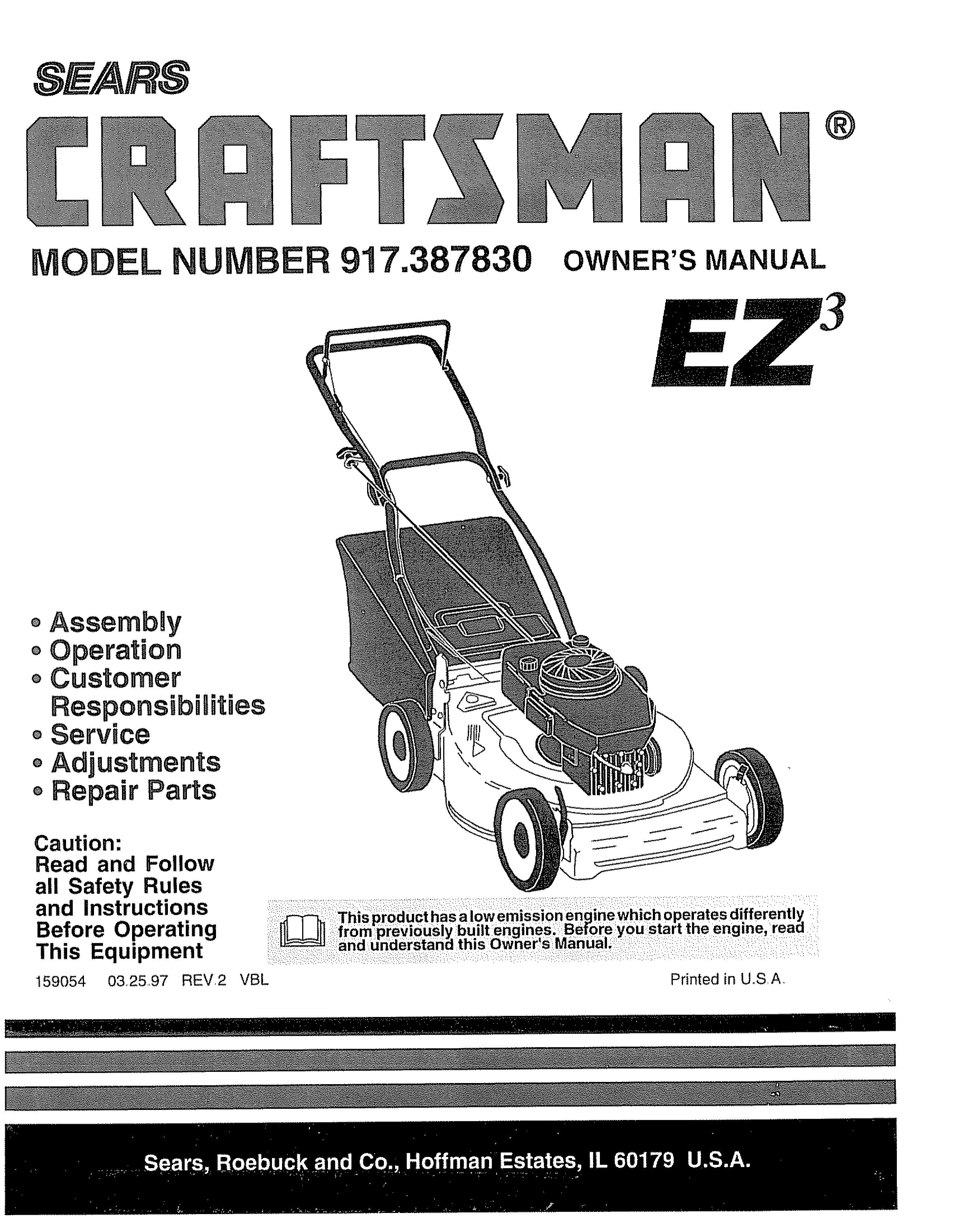 Sears 143.974506 Lawn Mower User Manual