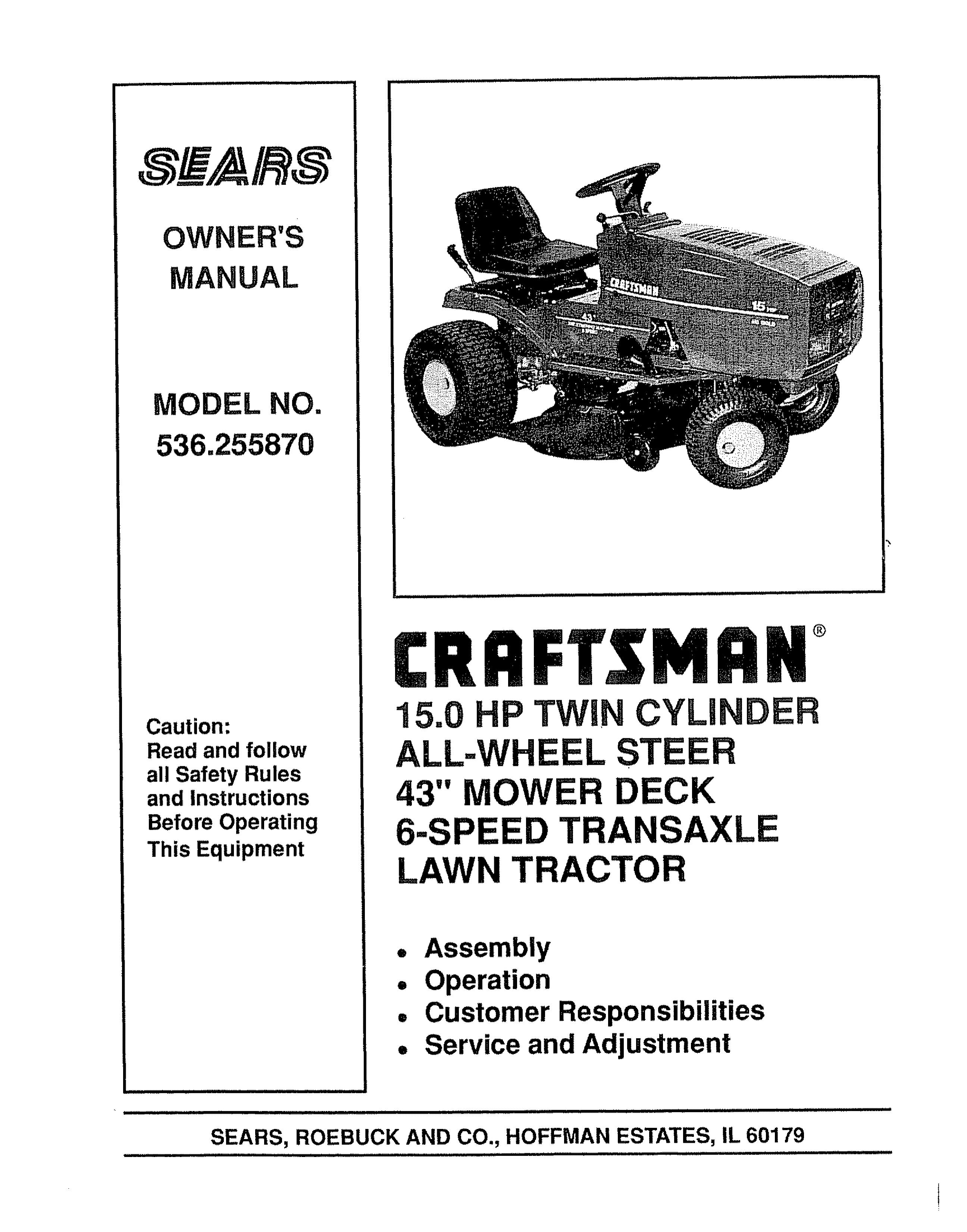 Sears 536.25587 Lawn Mower User Manual