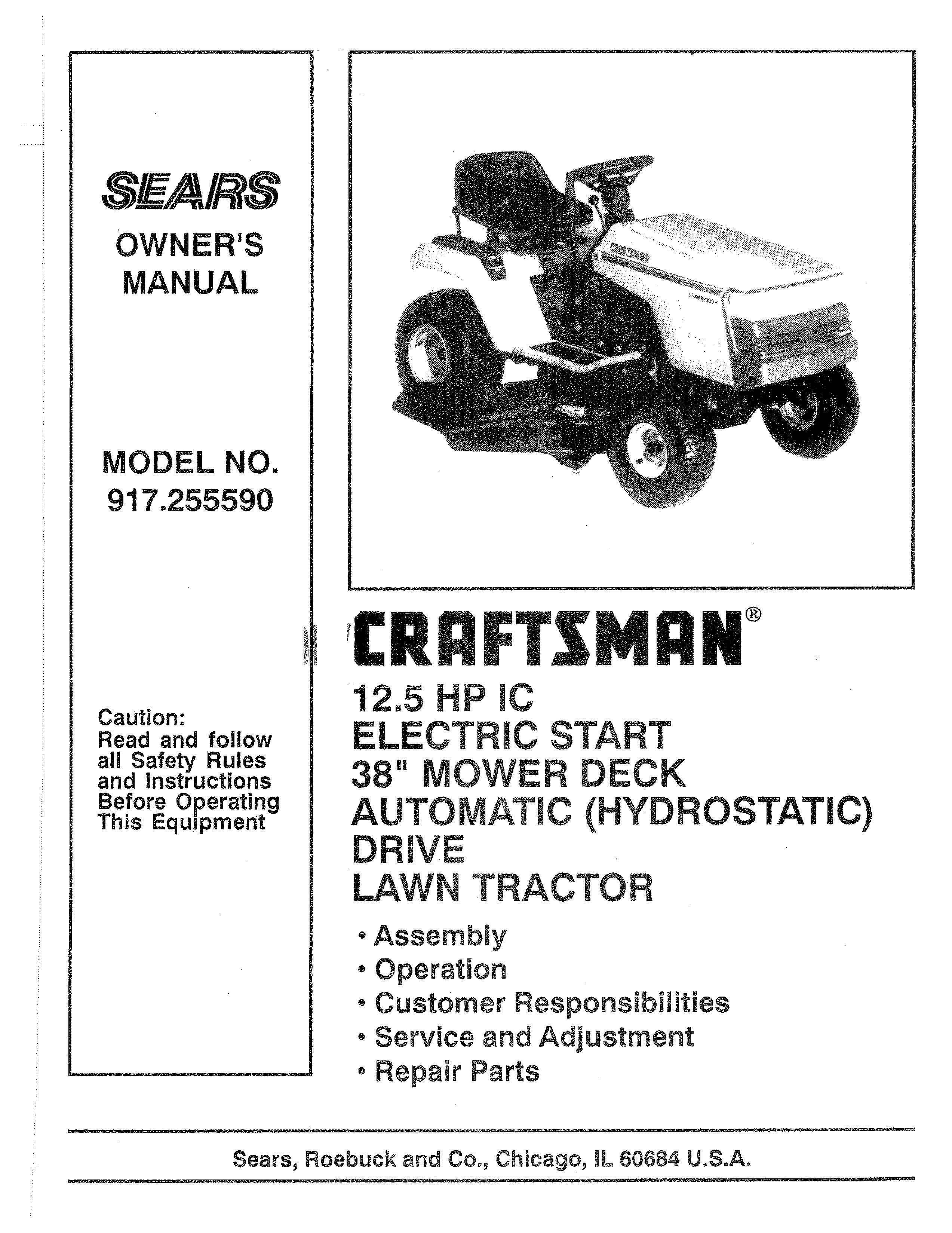 Sears 917.25559 Lawn Mower User Manual