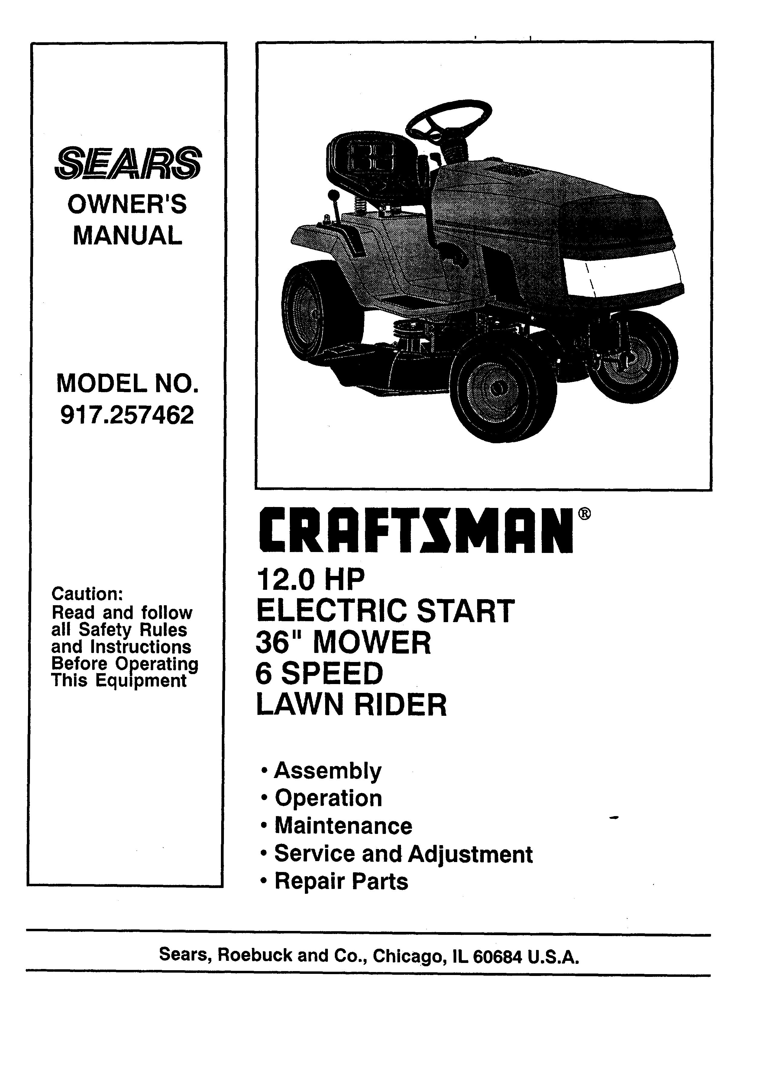 Sears 917.257462 Lawn Mower User Manual