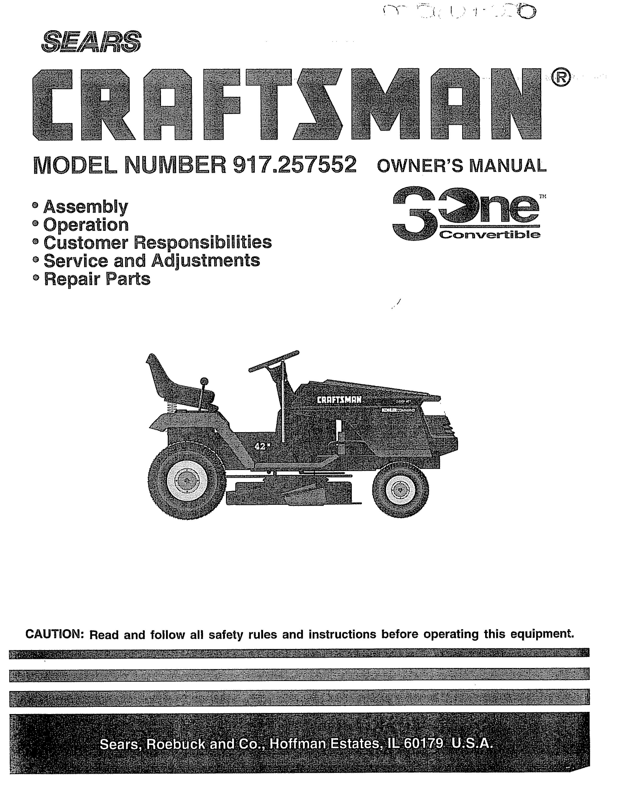 Sears 917.257552 Lawn Mower User Manual