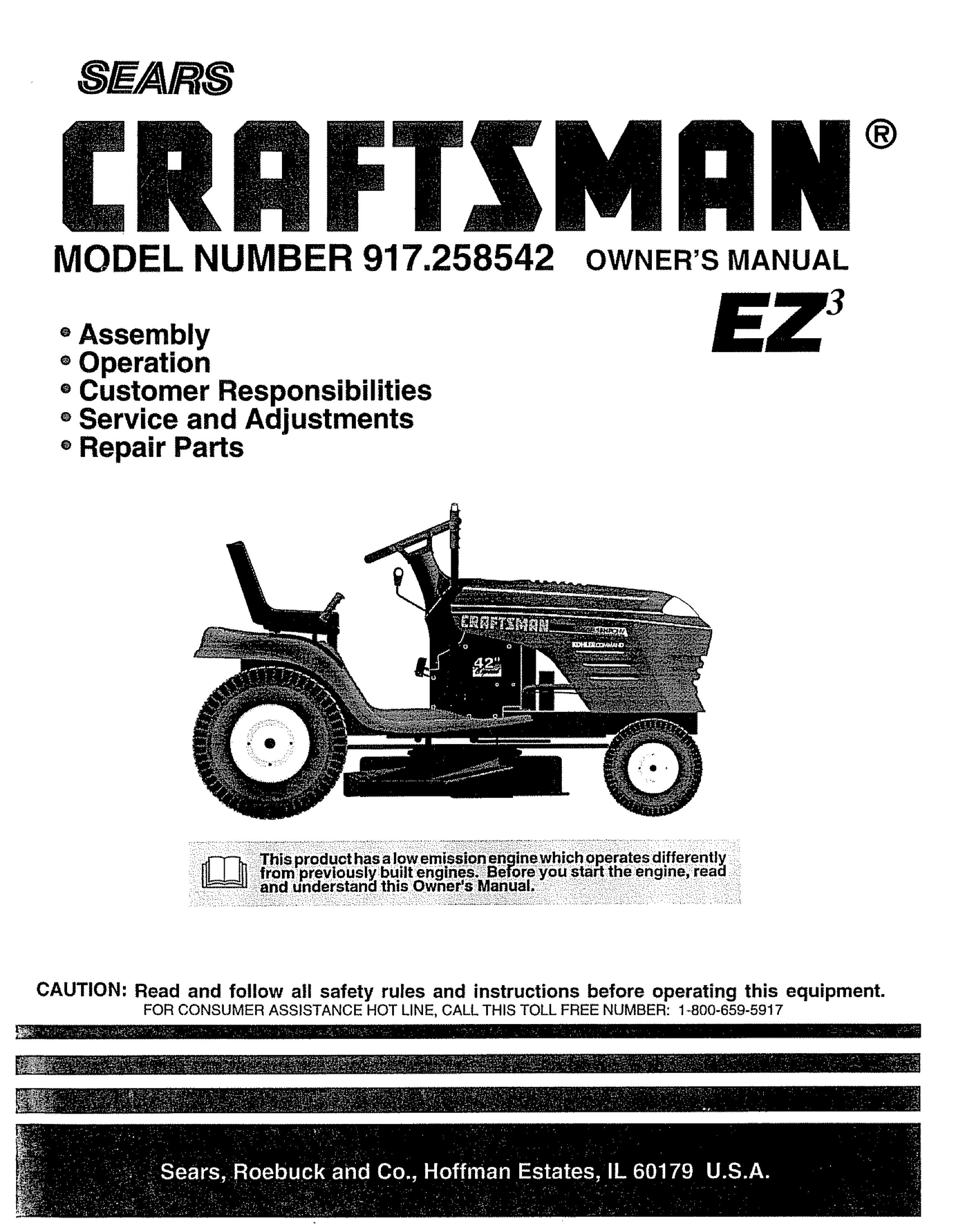 Sears 917.258542 Lawn Mower User Manual