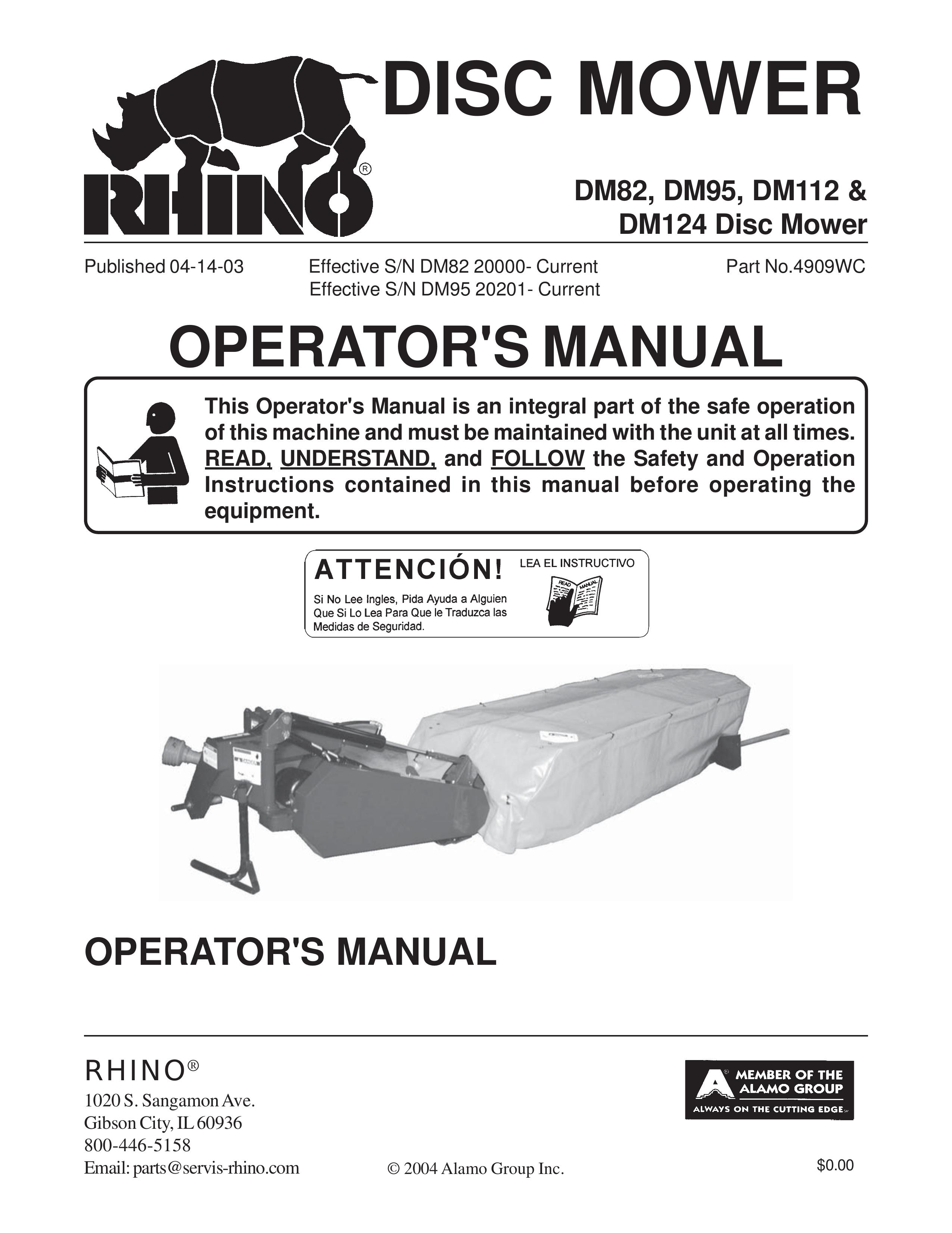 Servis-Rhino DM82 Lawn Mower User Manual