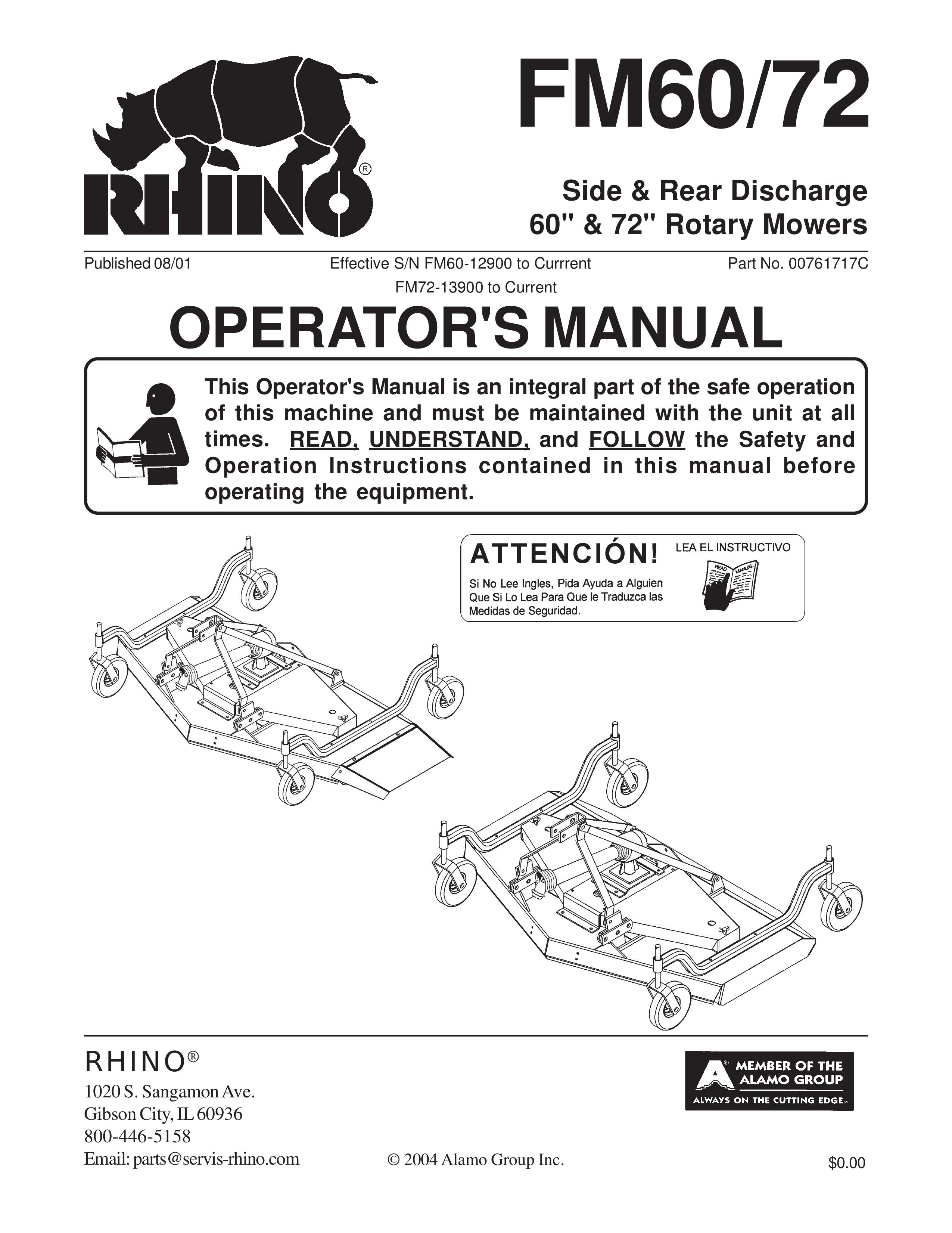 Servis-Rhino FM60/72 Lawn Mower User Manual