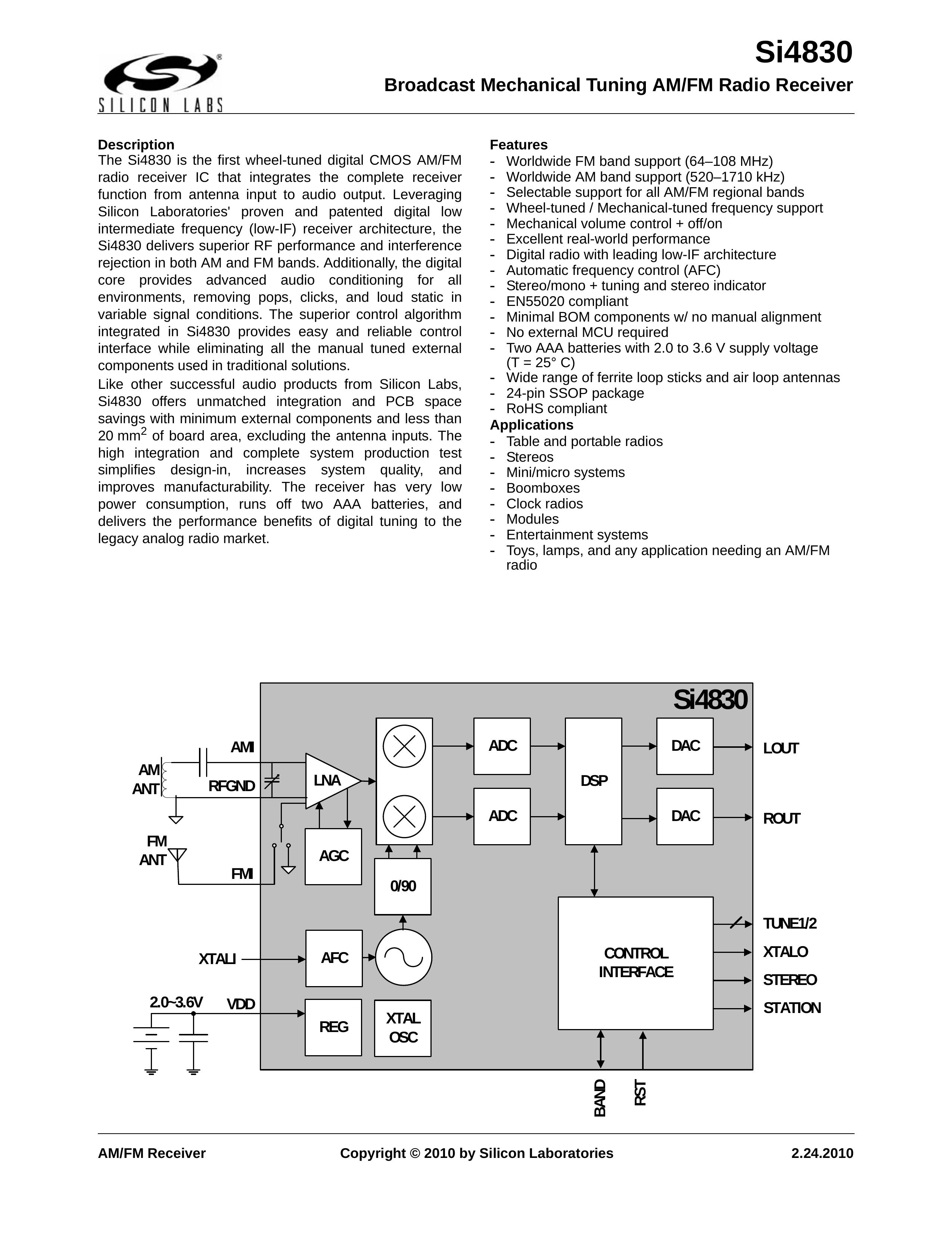 Silicon Laboratories SI4830 Lawn Mower User Manual