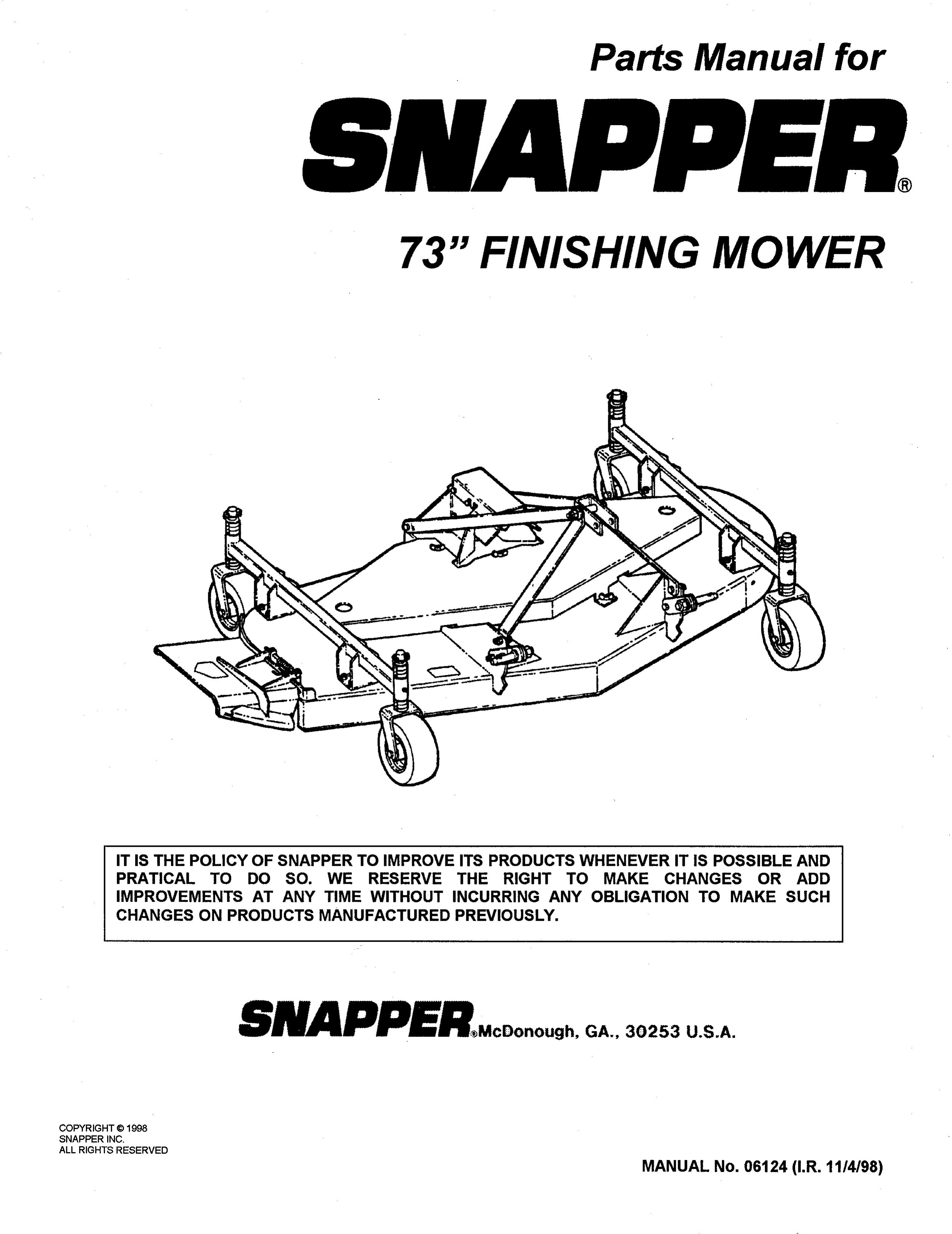 Snapper 06124 Lawn Mower User Manual