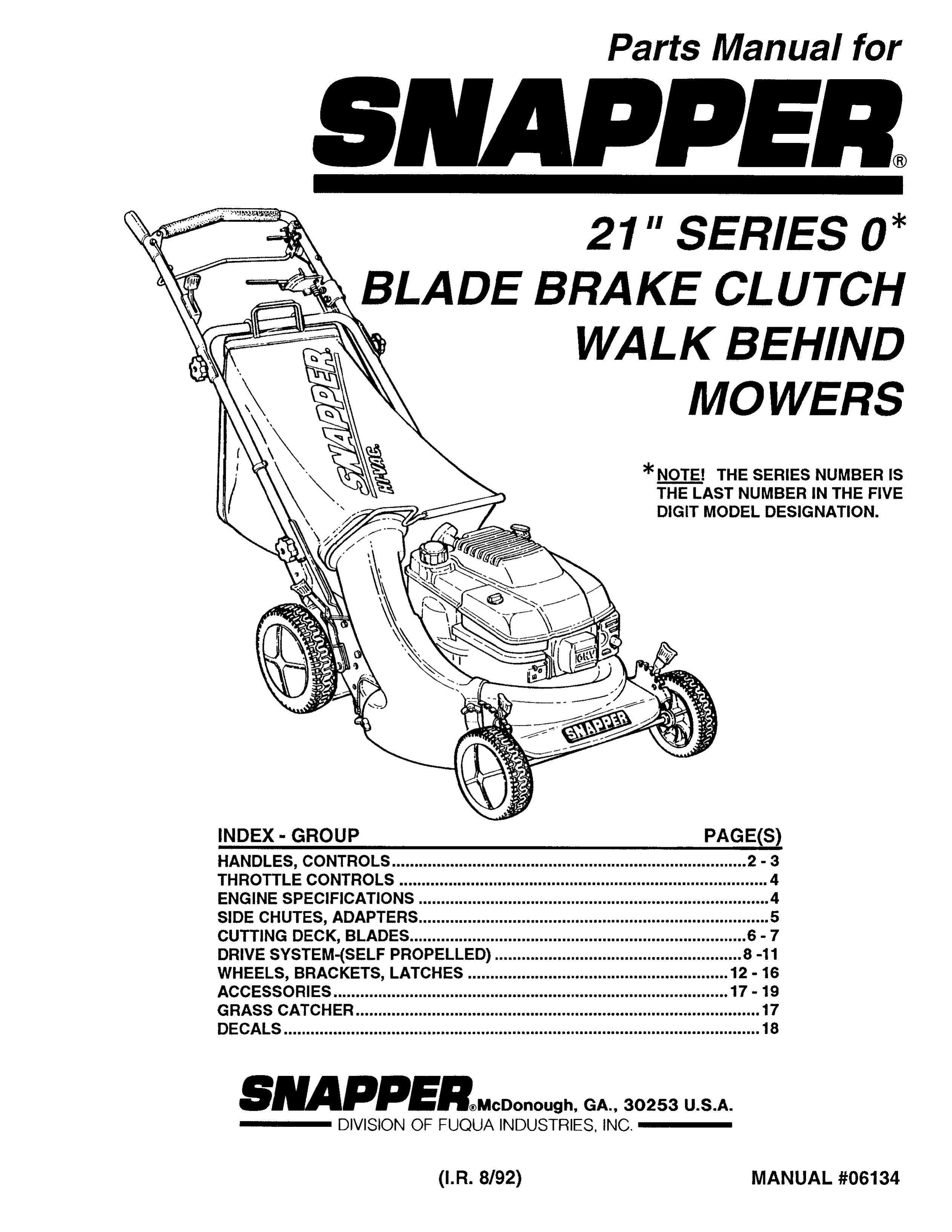 Snapper 06134 Lawn Mower User Manual