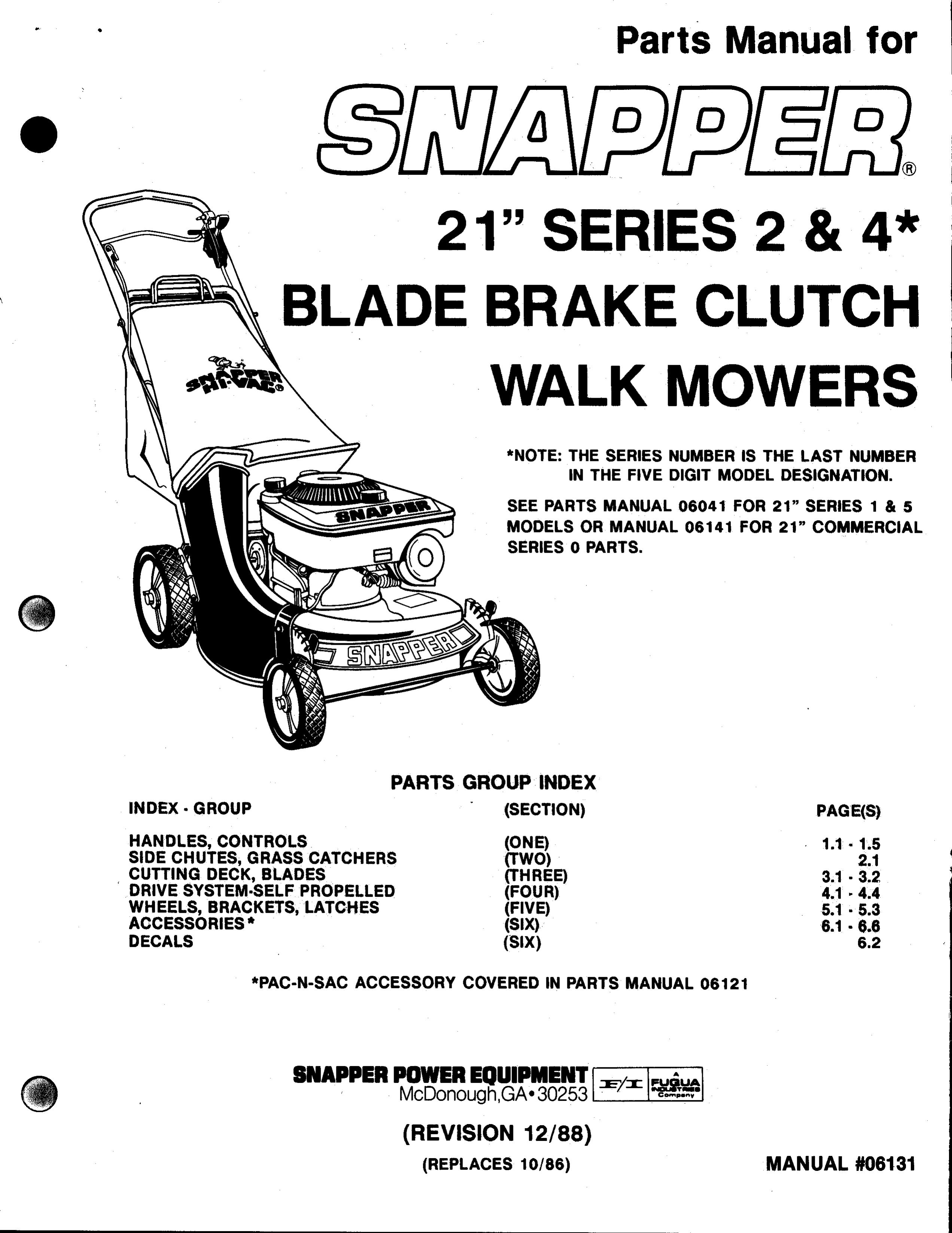 Snapper 06141 Lawn Mower User Manual