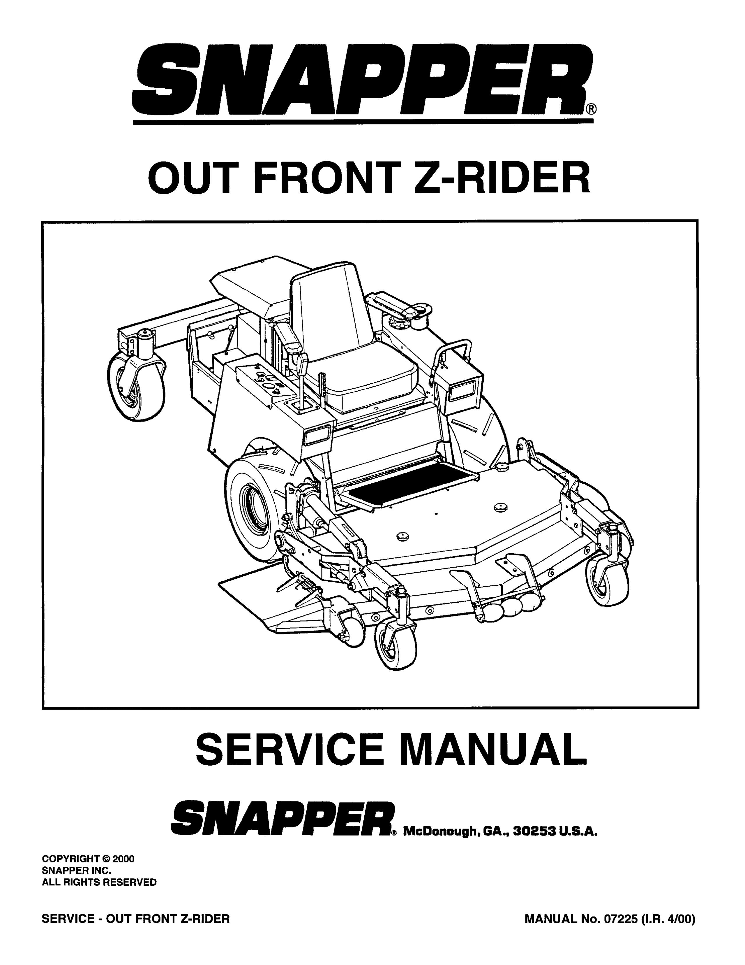 Snapper 07225 Lawn Mower User Manual