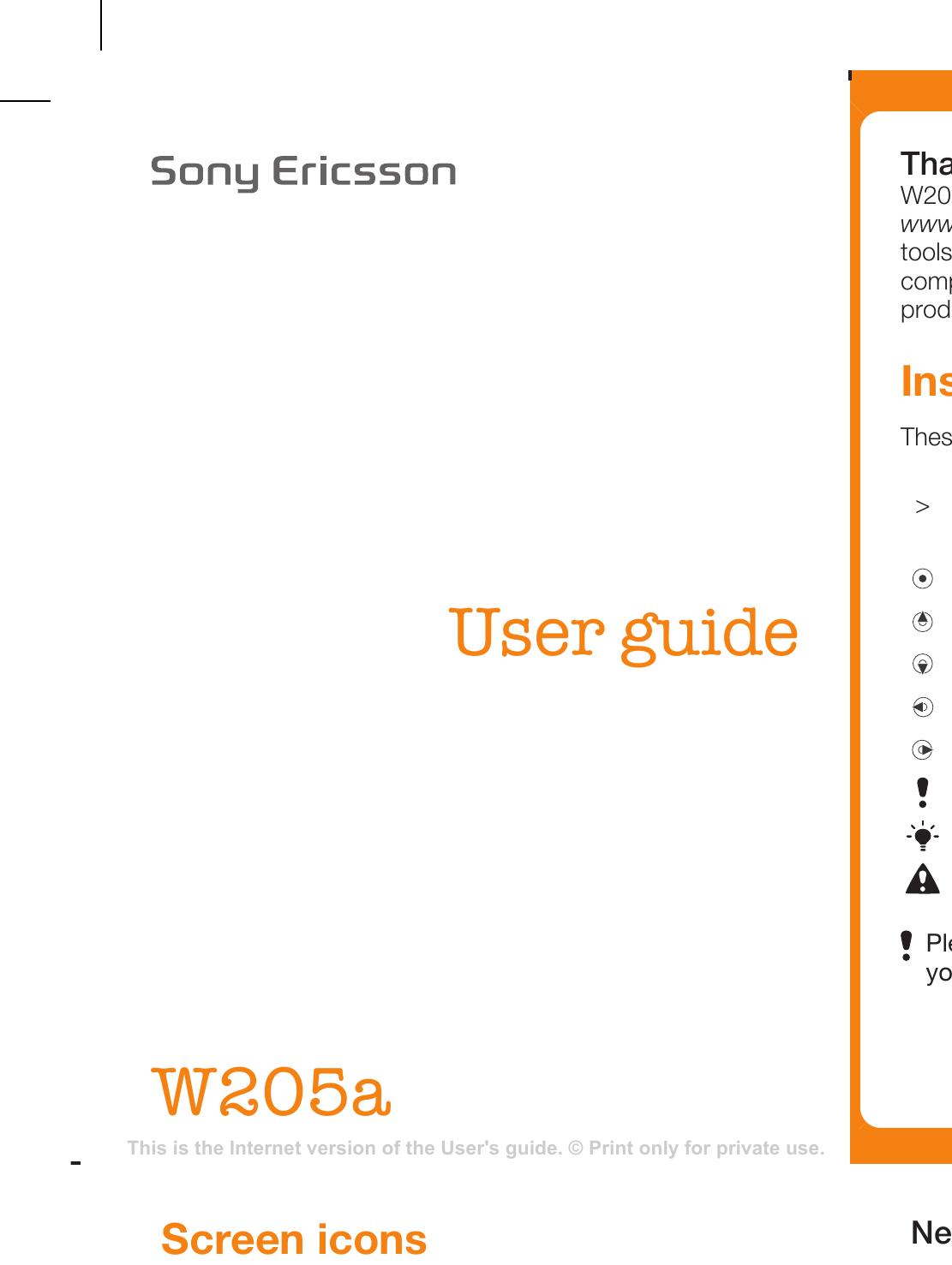 Sony Ericsson W205a Lawn Mower User Manual