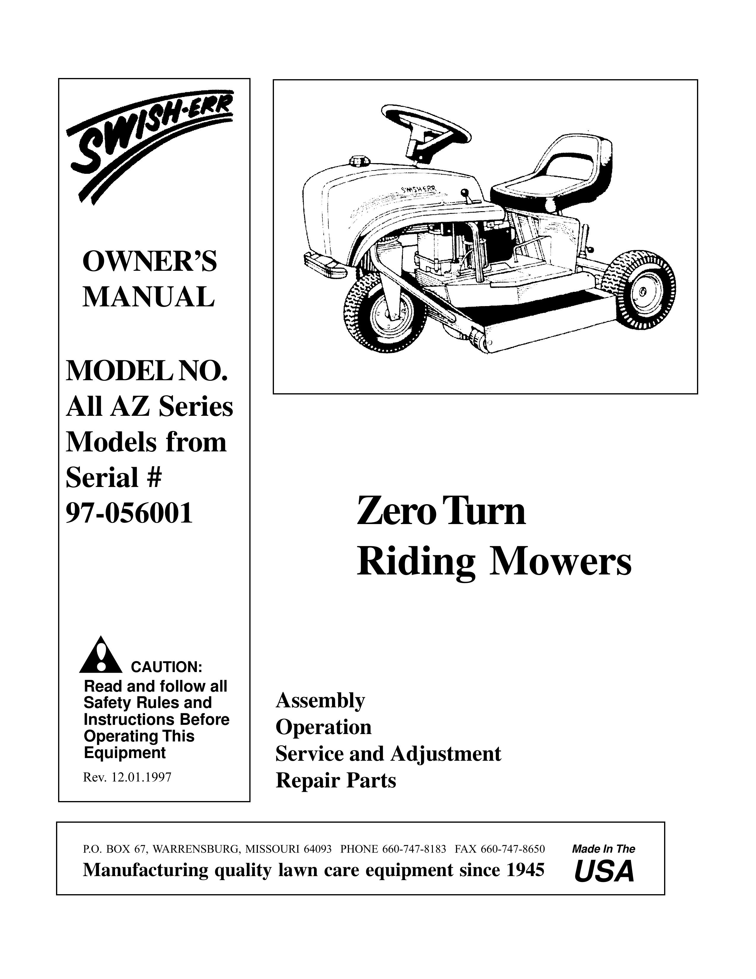 Swisher AZ Series Lawn Mower User Manual