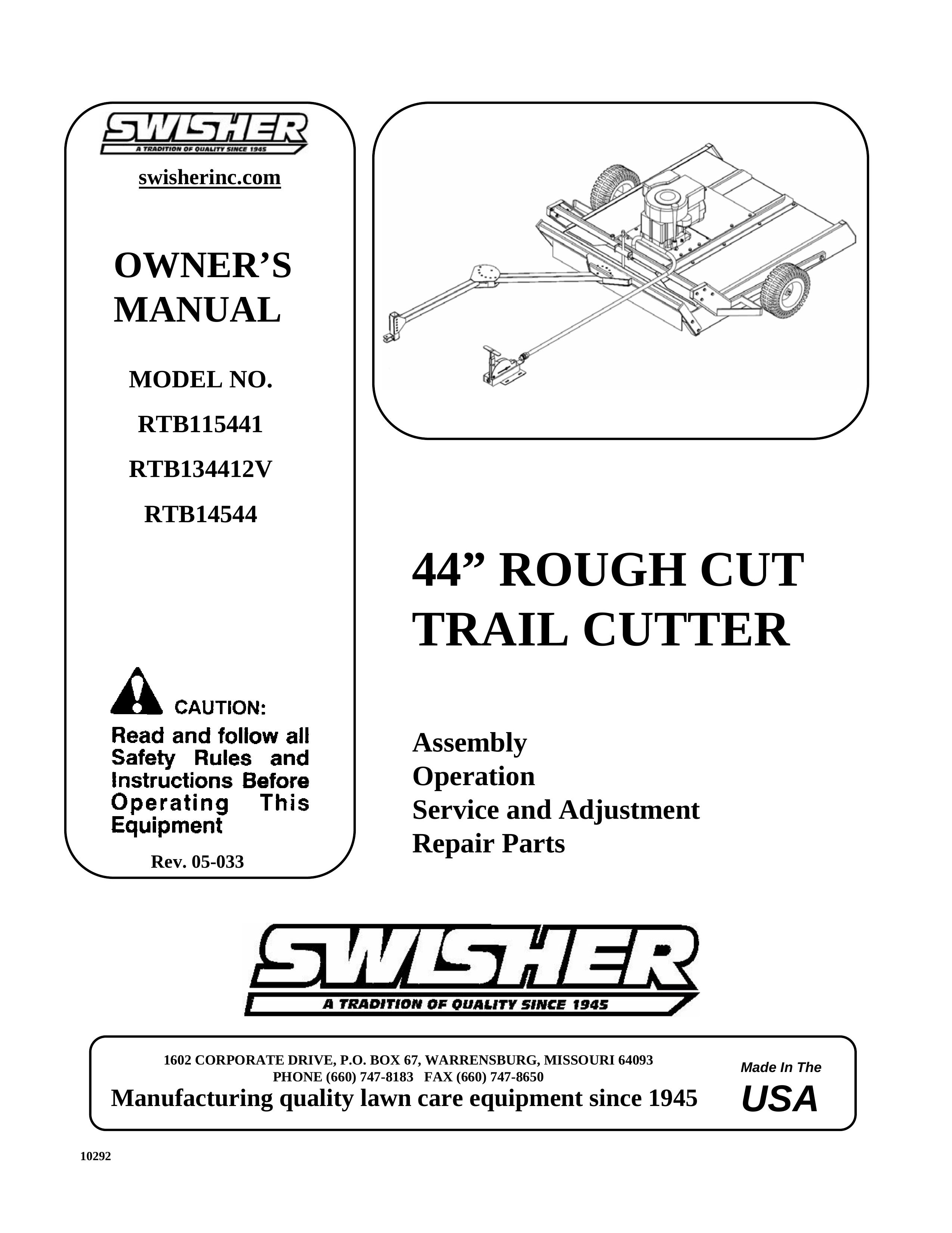 Swisher RTB134412V Lawn Mower User Manual