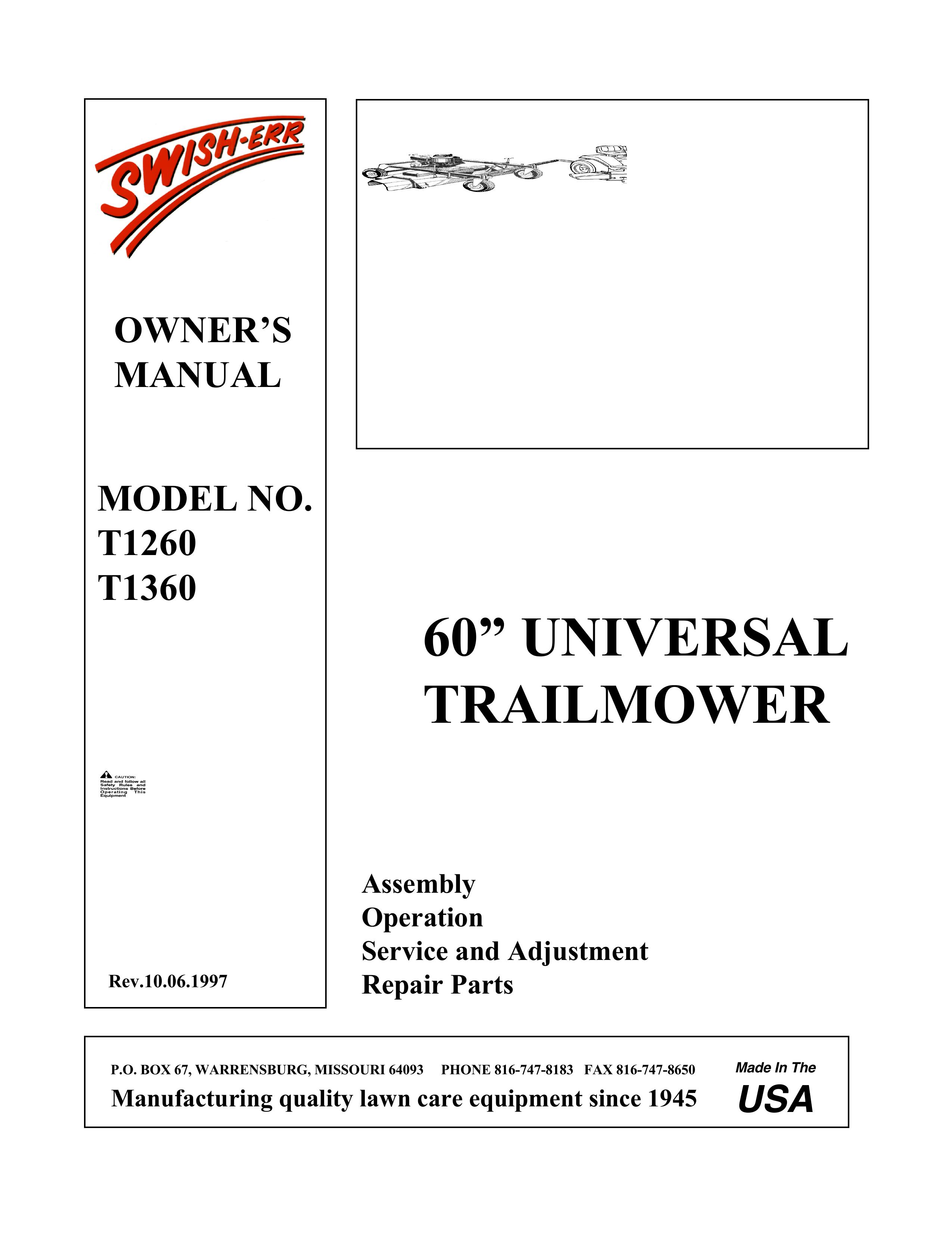 Swisher T1360 Lawn Mower User Manual