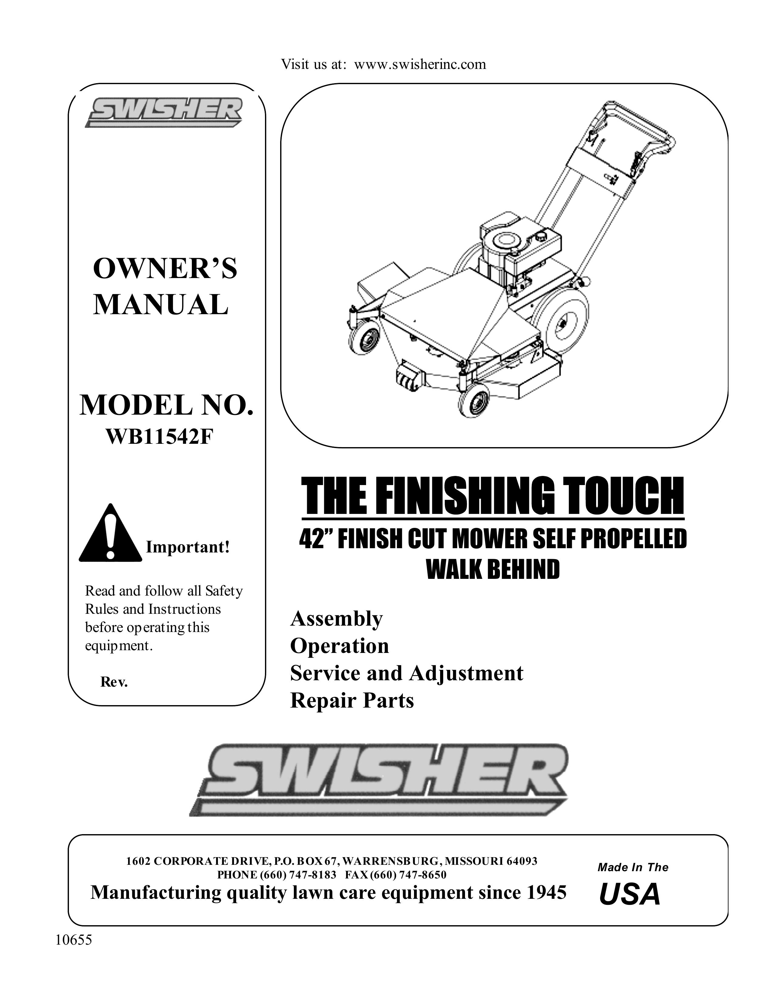 Swisher WB11542F Lawn Mower User Manual