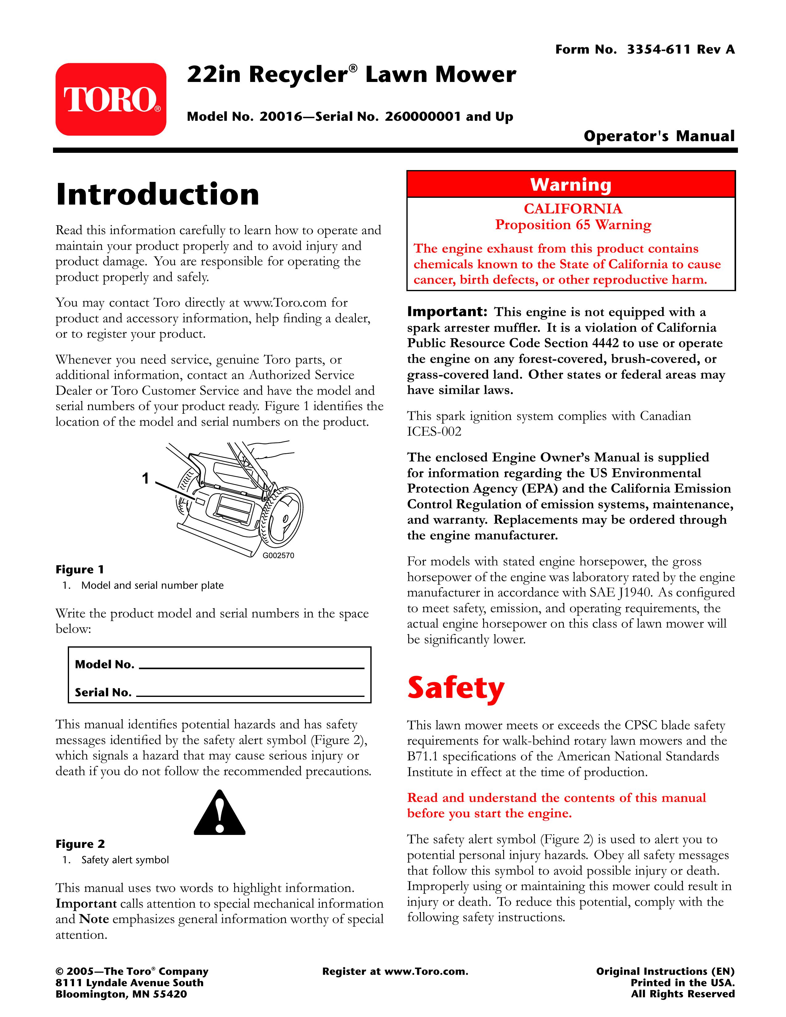 Toro 20016 Lawn Mower User Manual