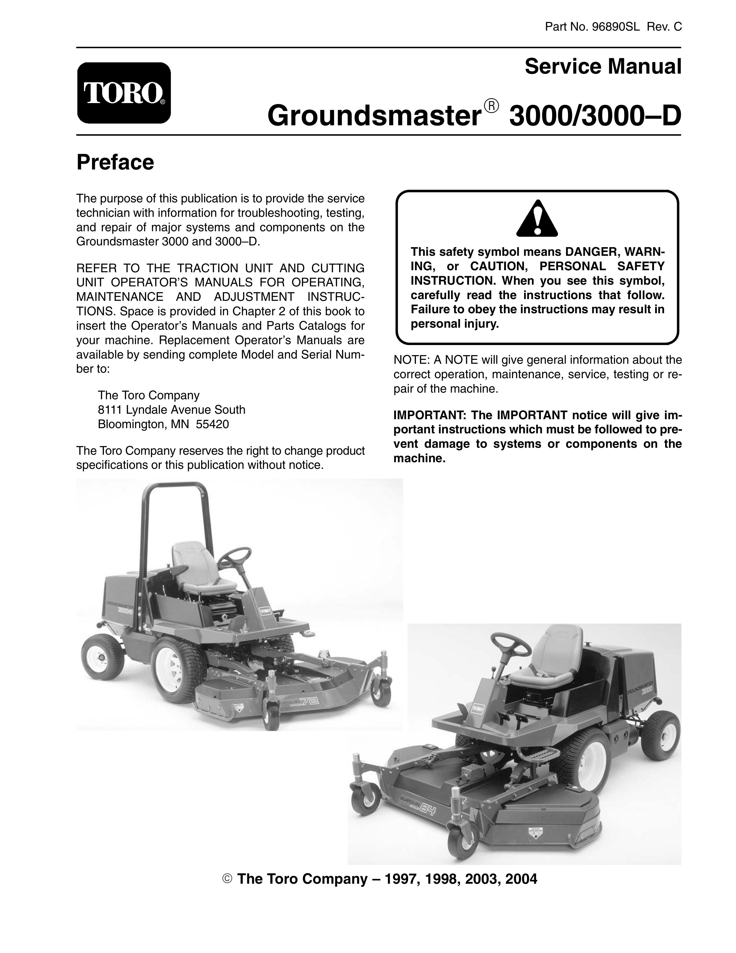 Toro 3000D Lawn Mower User Manual