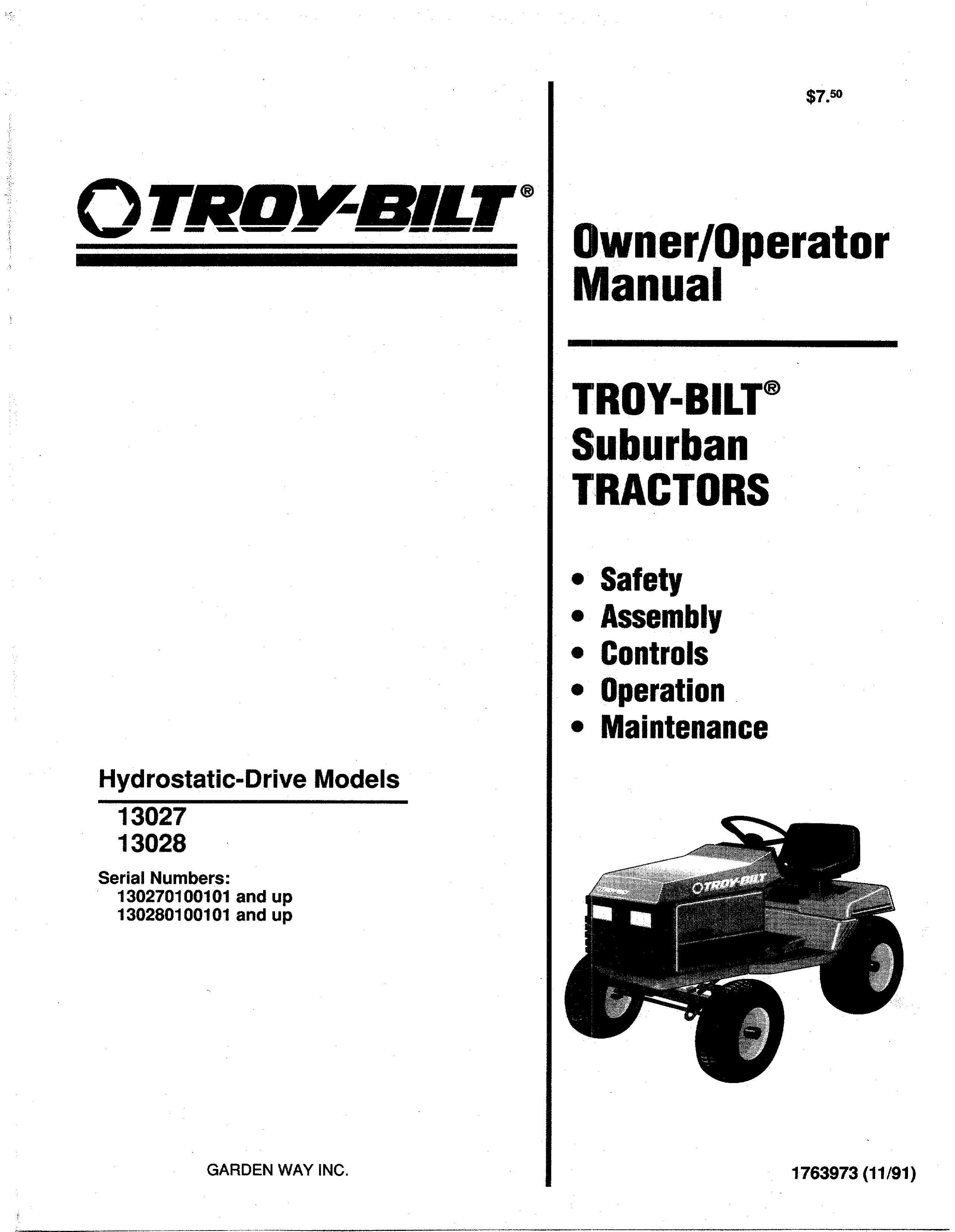 Troy-Bilt 13028 Lawn Mower User Manual