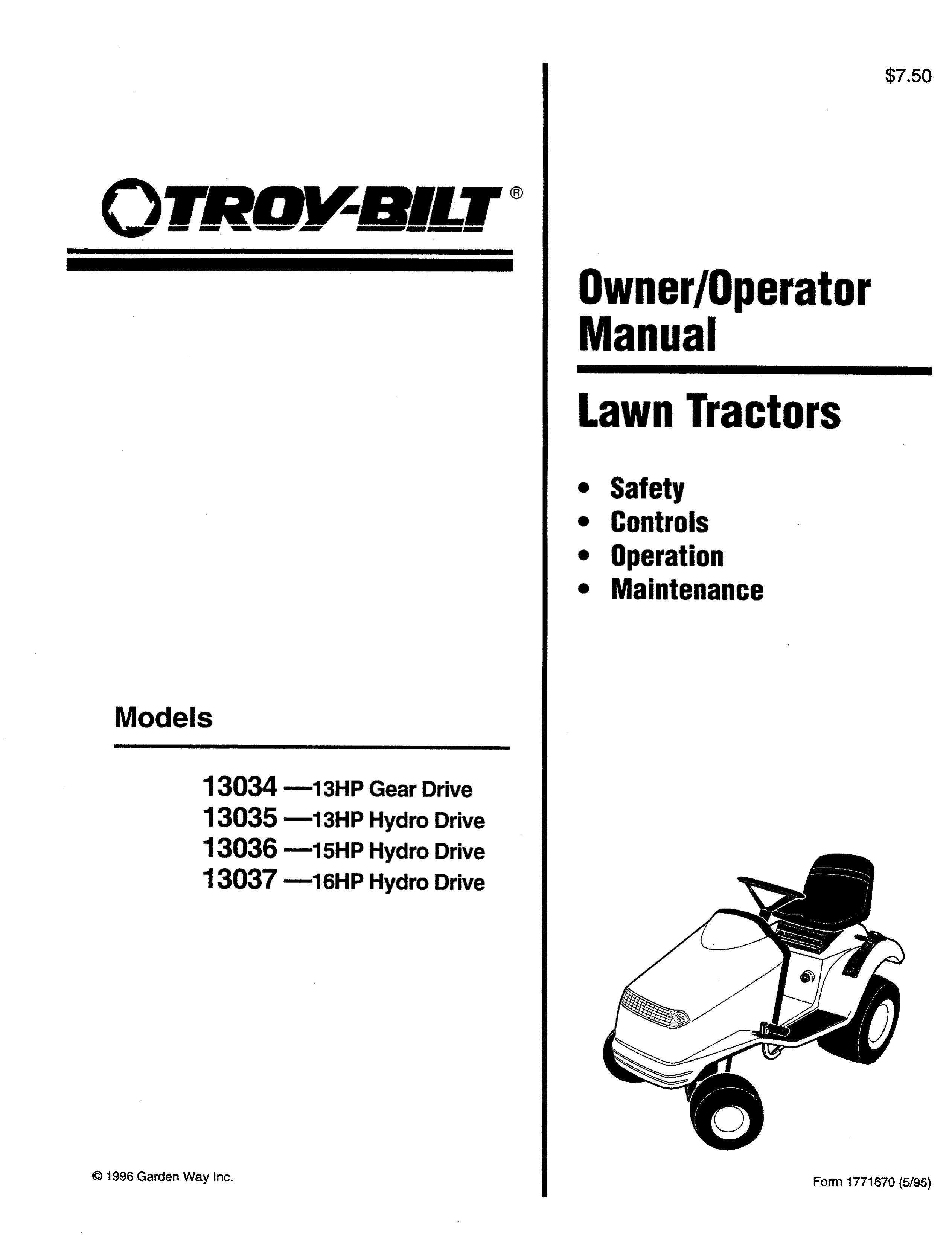 Troy-Bilt 13035 Lawn Mower User Manual