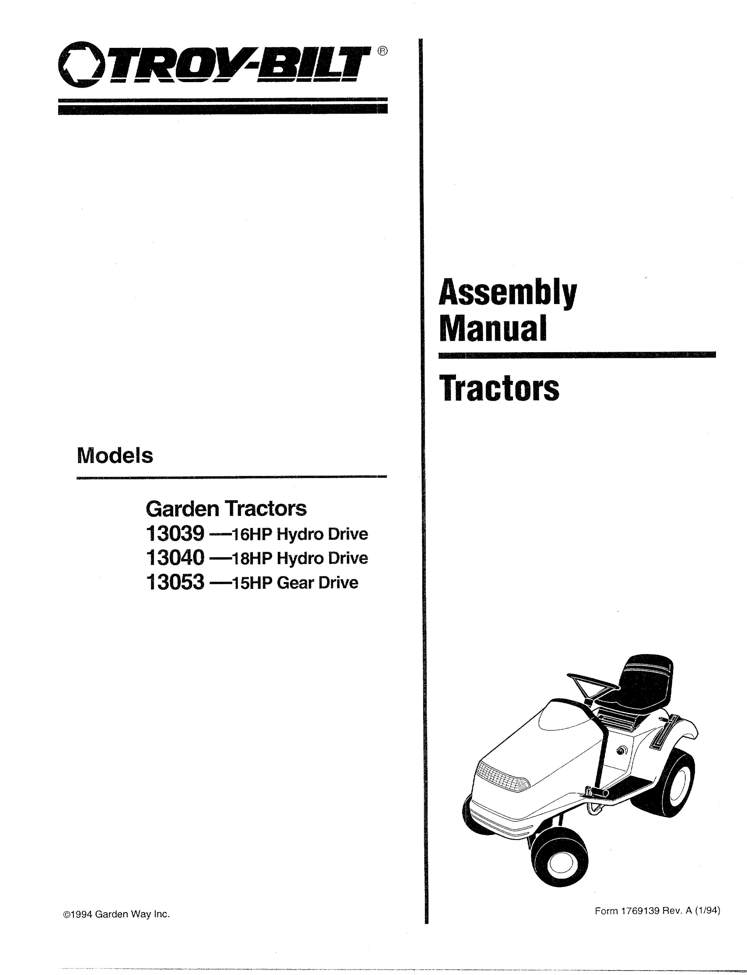 Troy-Bilt 13053-15HP Lawn Mower User Manual