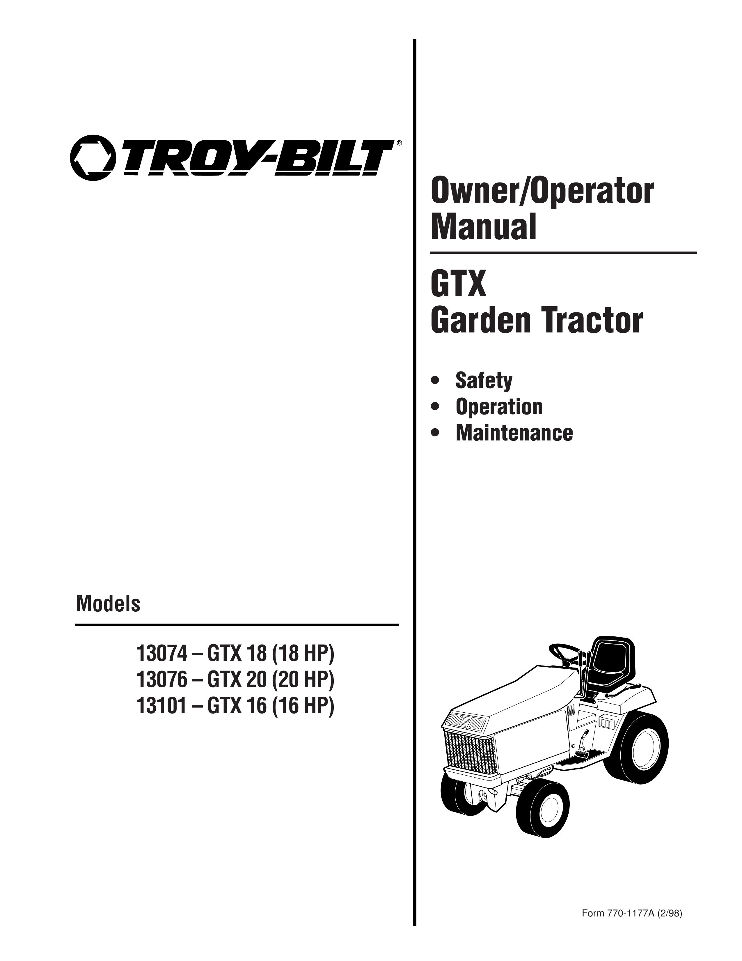 Troy-Bilt 13101-GTX 16 Lawn Mower User Manual