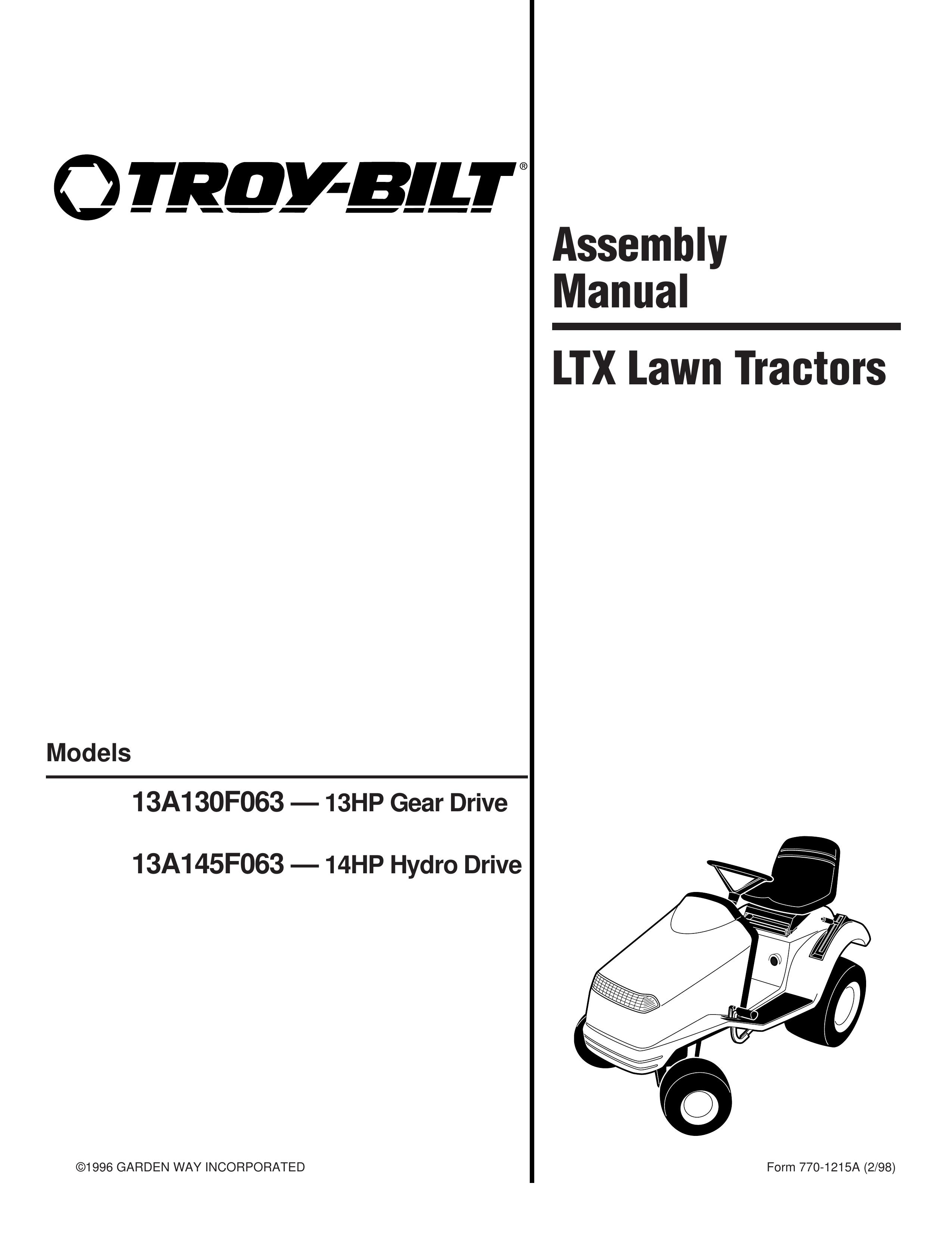 Troy-Bilt 13a130f063 Lawn Mower User Manual