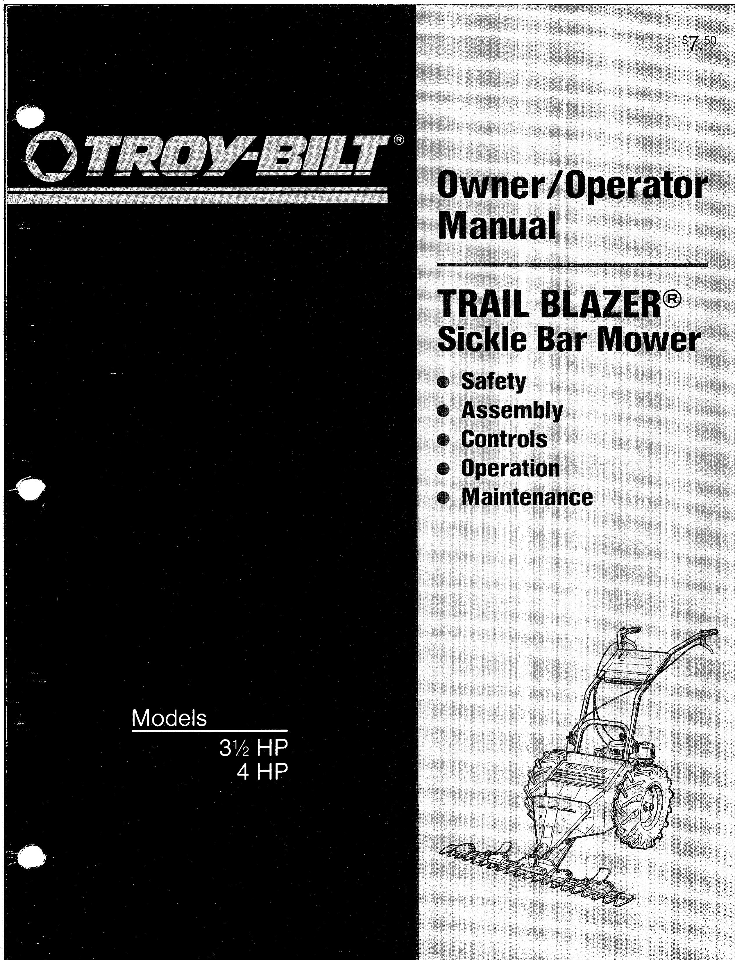 Troy-Bilt 31/2 HP Lawn Mower User Manual