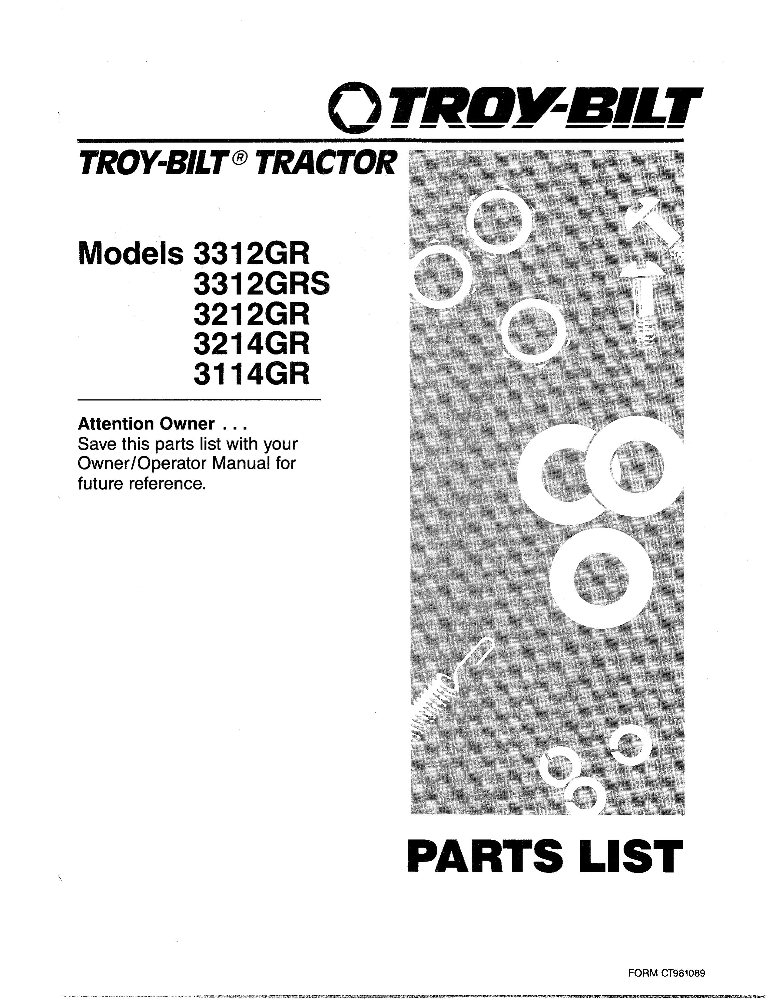 Troy-Bilt 3312GR Lawn Mower User Manual