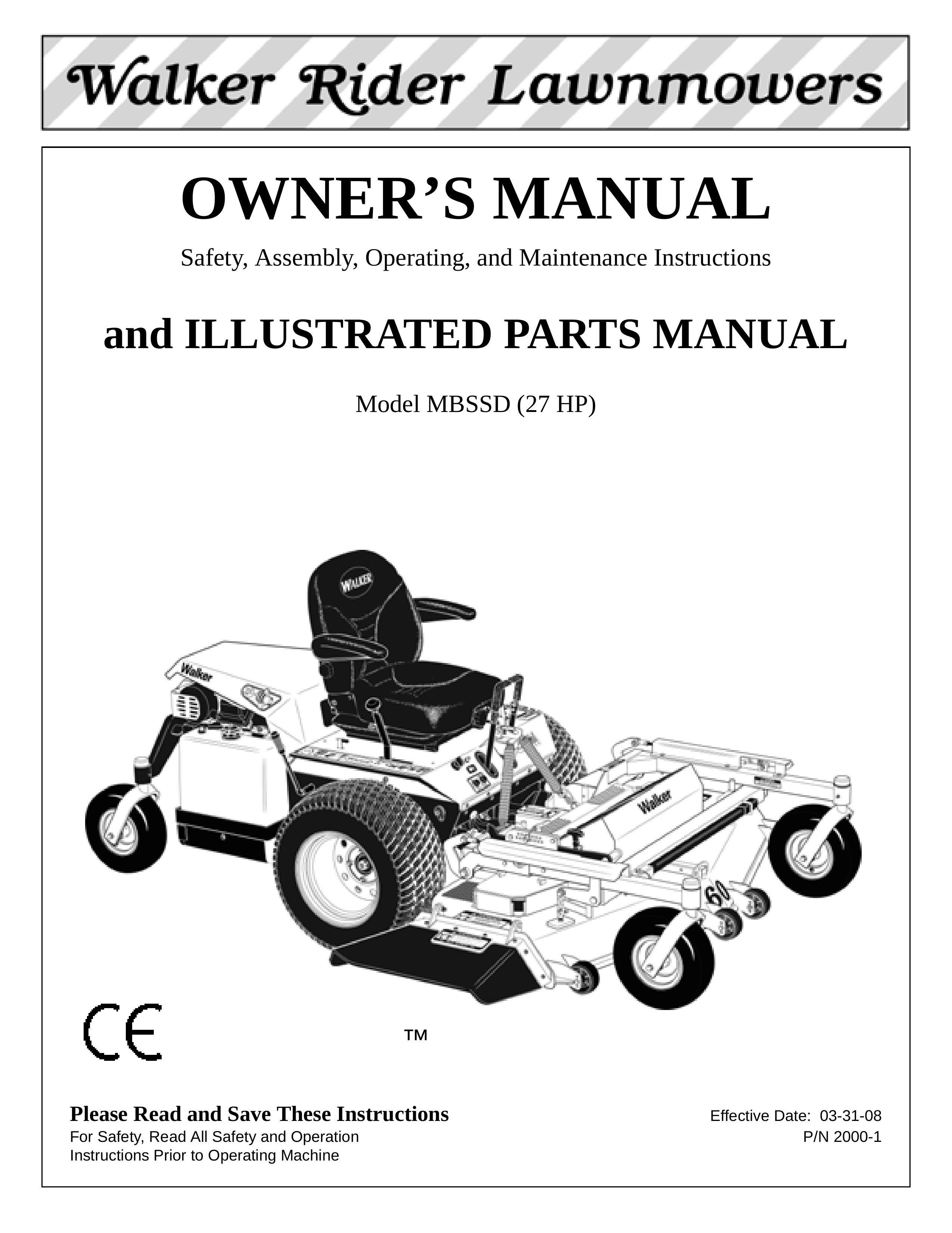 Walker MBSSD Lawn Mower User Manual
