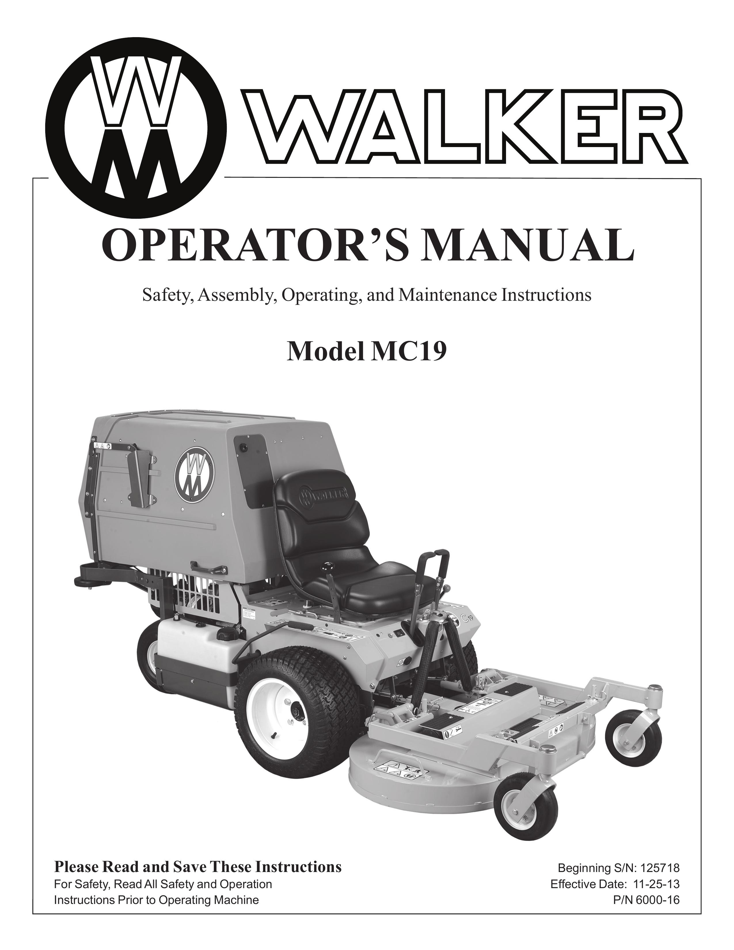 Walker MC19 Lawn Mower User Manual