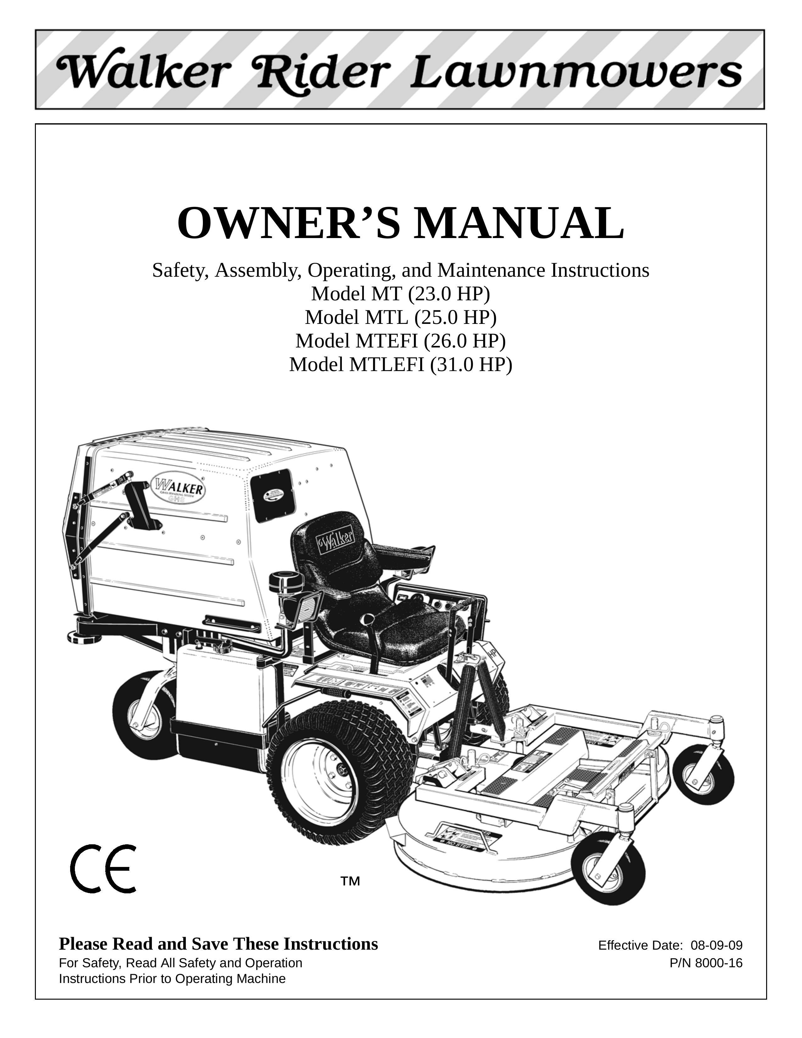 Walker Model MT Lawn Mower User Manual
