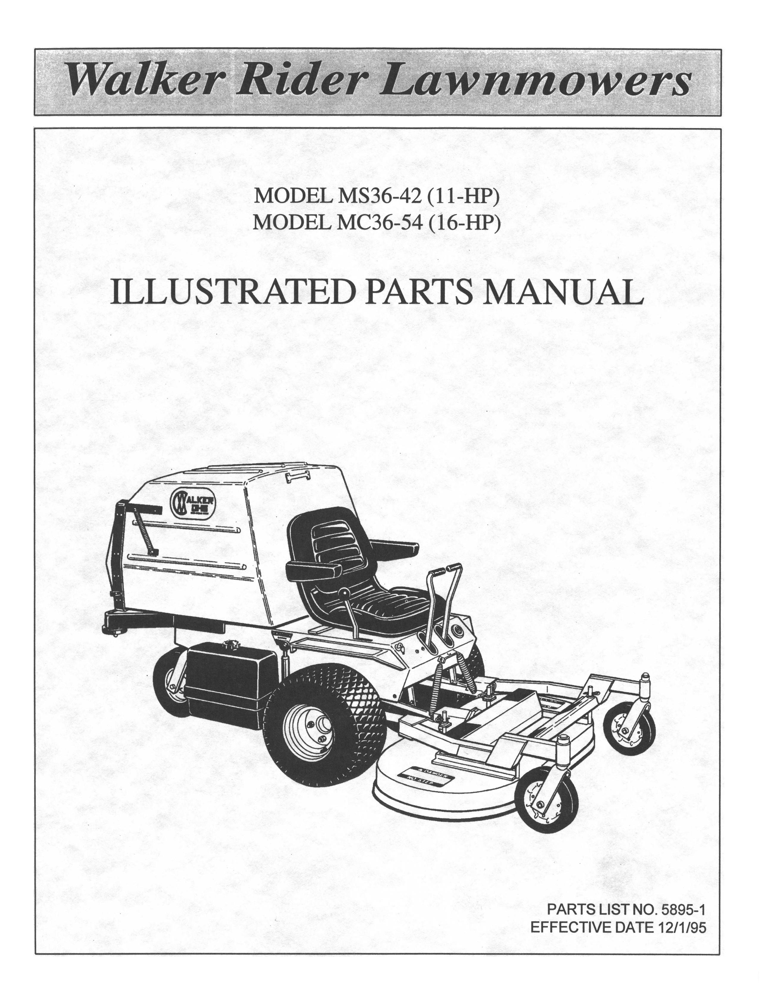 Walker MS36-42 MC36-54 Lawn Mower User Manual