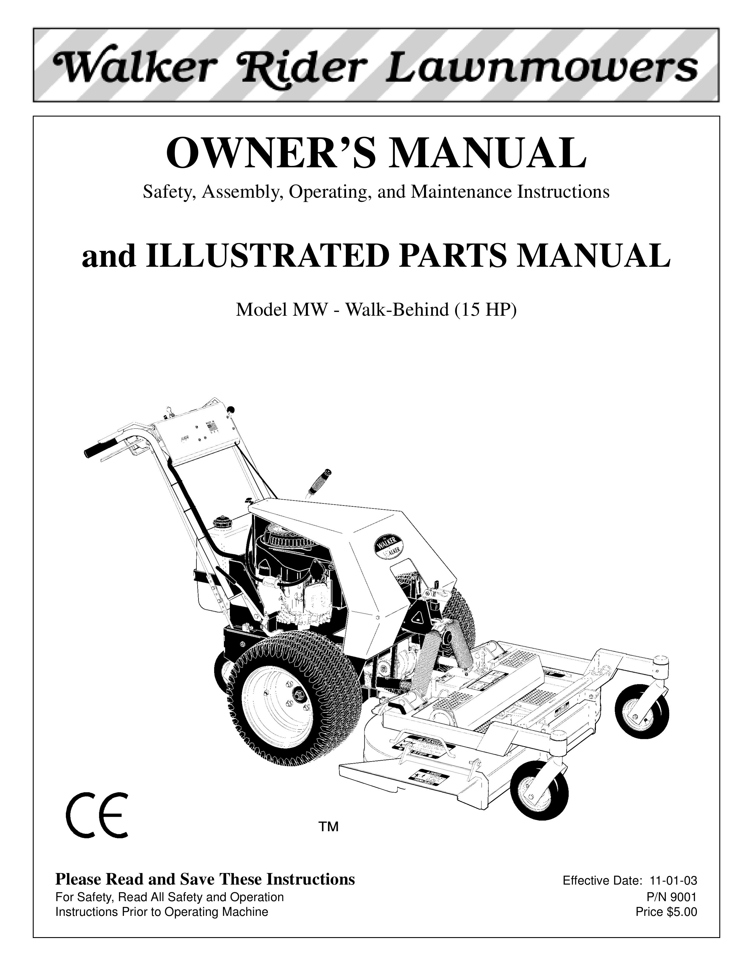 Walker MW 15 HP Lawn Mower User Manual
