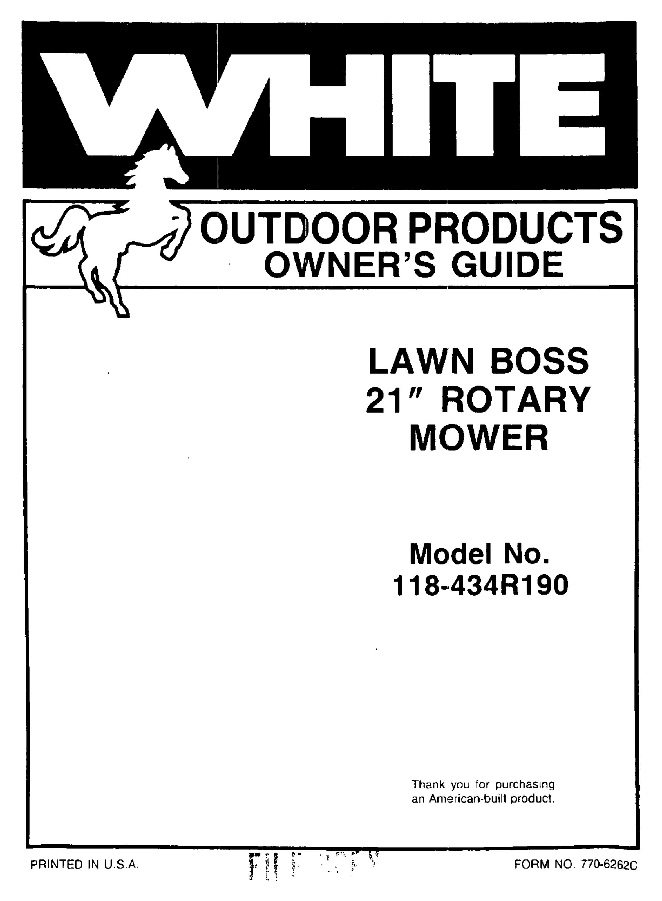 White 118-434R190 Lawn Mower User Manual
