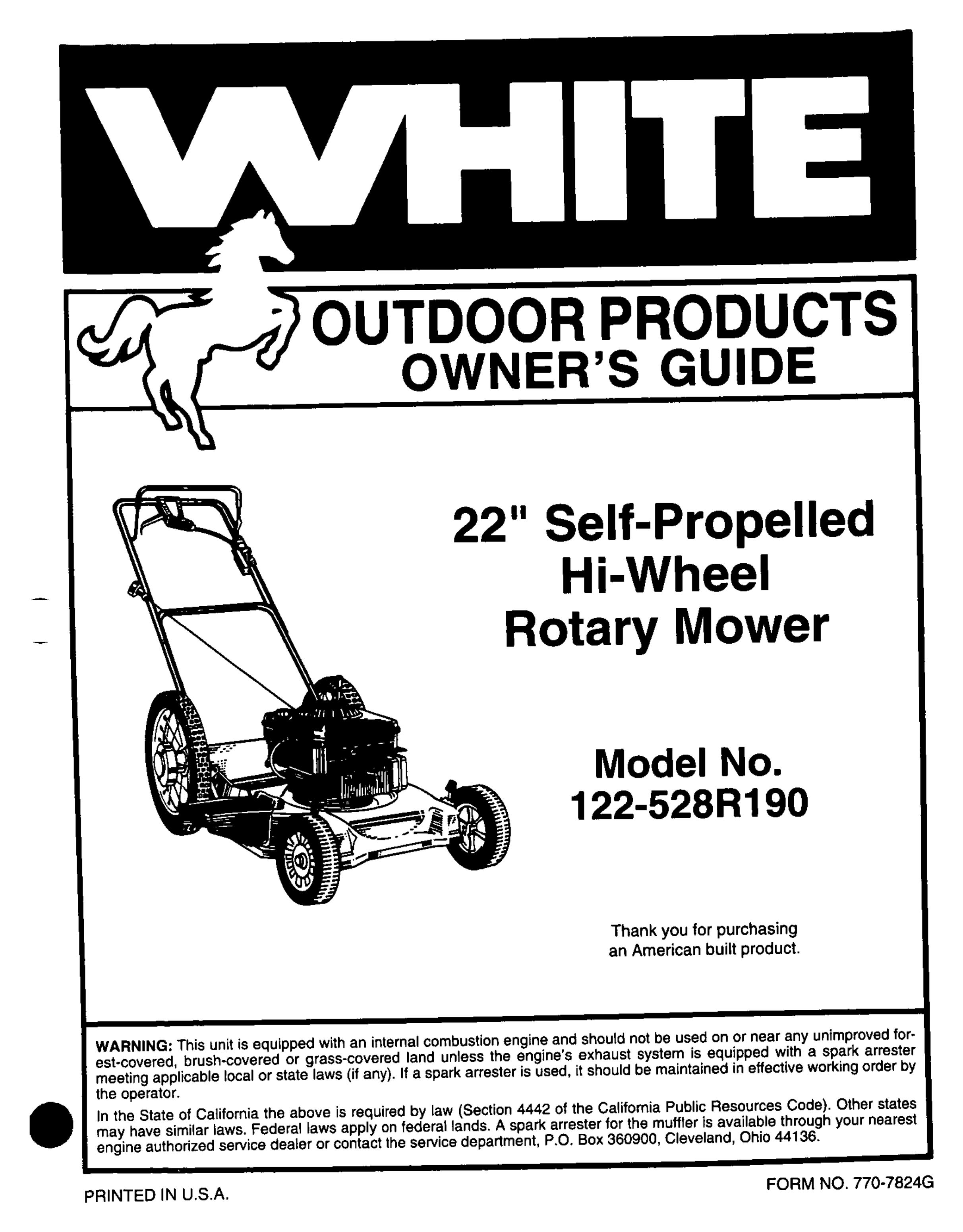 White 122-528R190 Lawn Mower User Manual