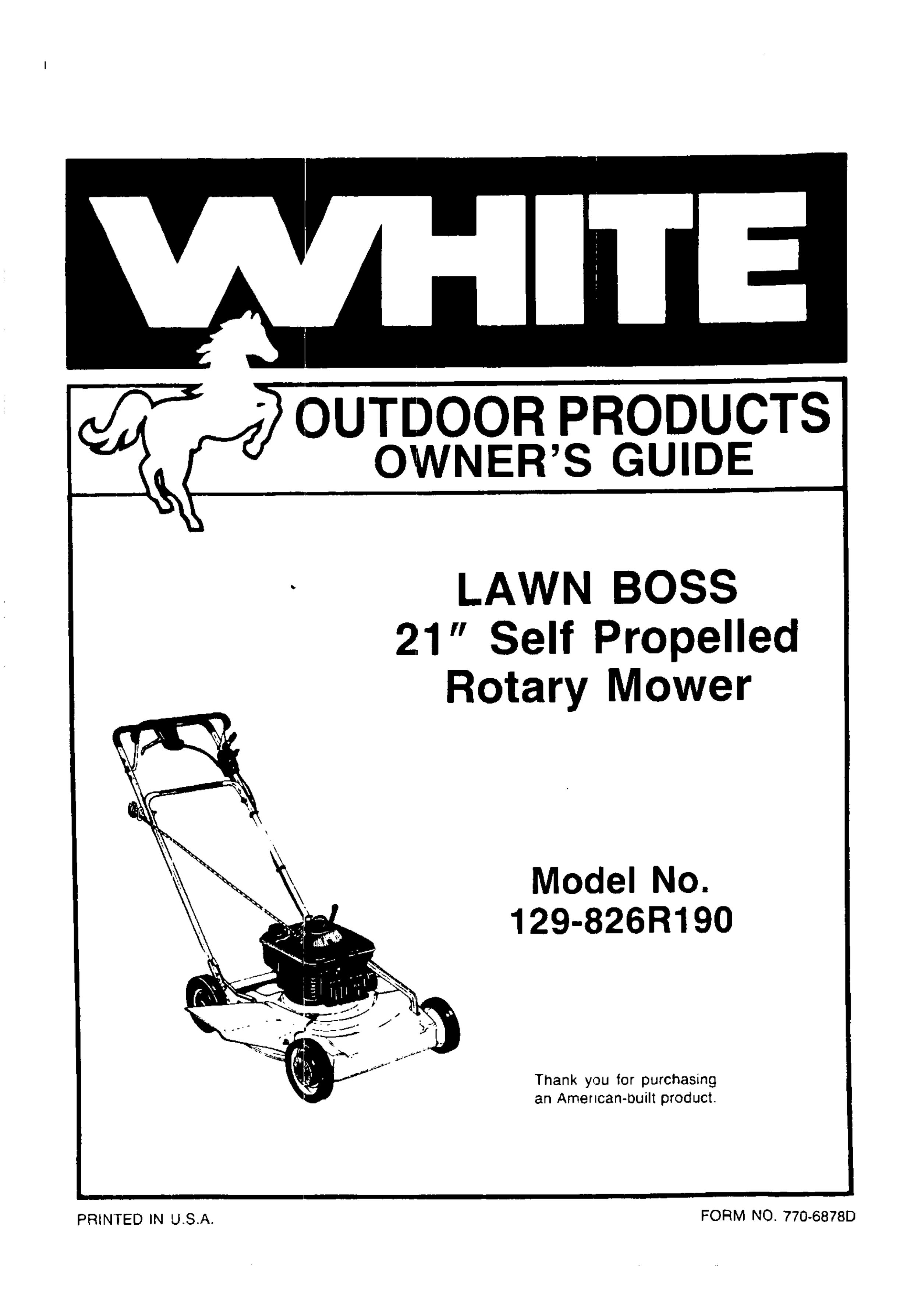 White 129-826R190 Lawn Mower User Manual