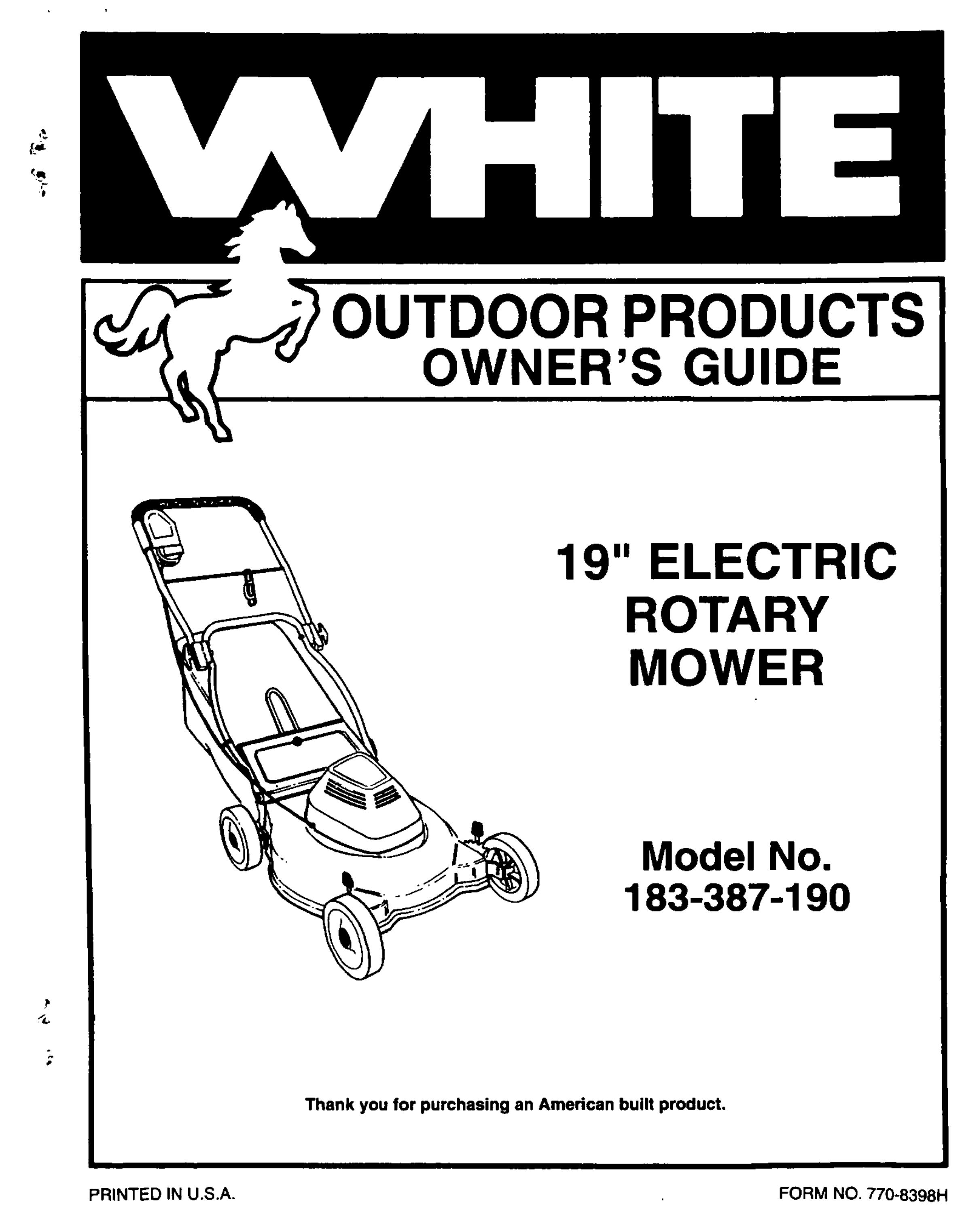 White 183-387-190 Lawn Mower User Manual